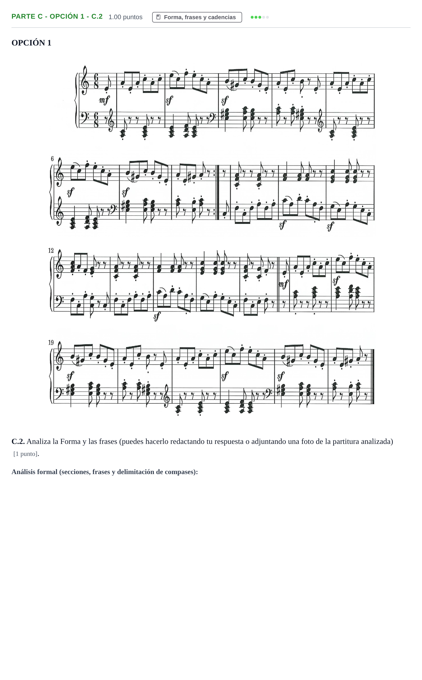 Enunciado: Ejercicio Parte C - Opción 1 - C.2 · Análisis Musical II PAU Navarra Extraordinaria 2024