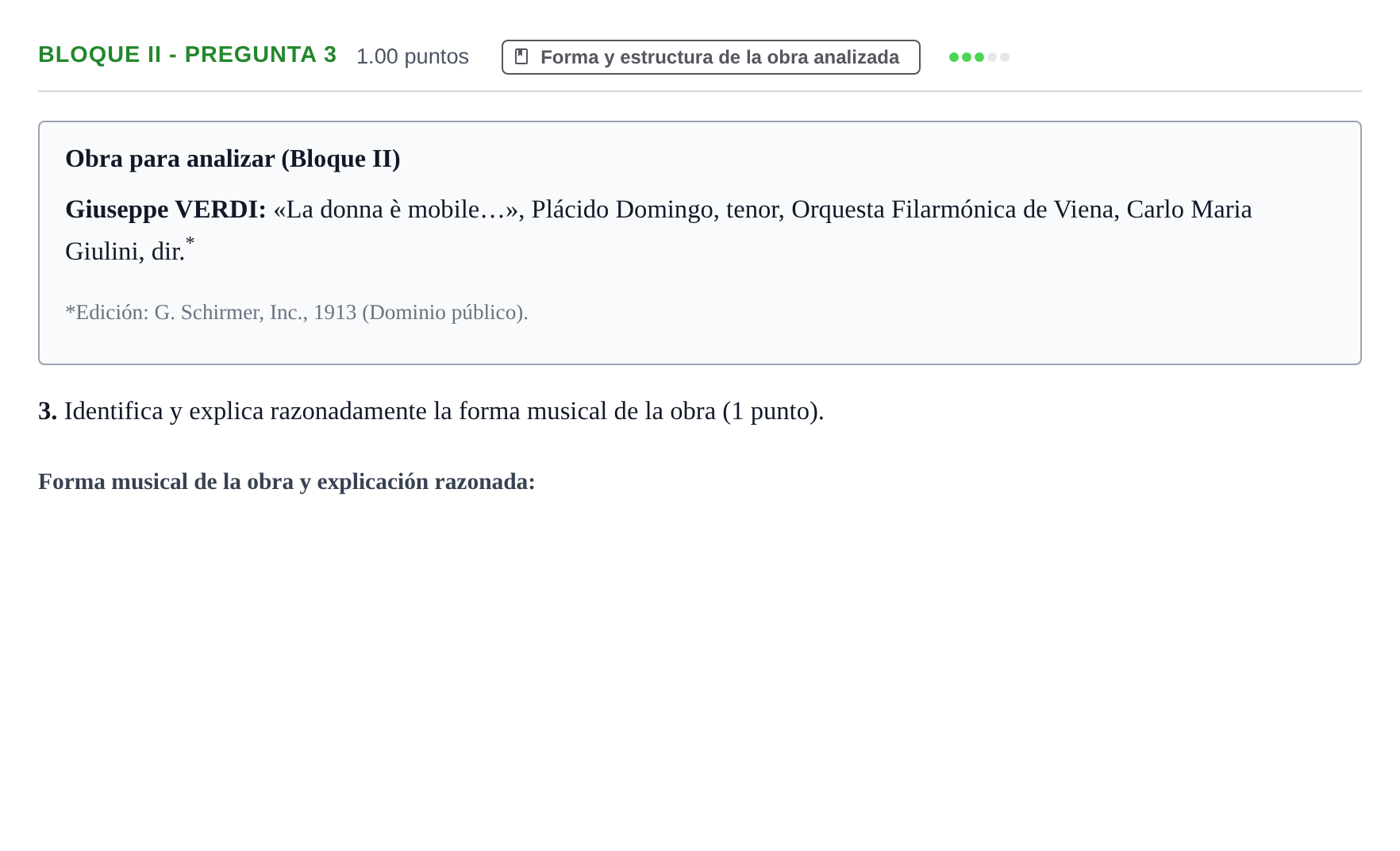 Enunciado: Bloque II - Pregunta 3 · Análisis Musical II PAU Murcia Ordinaria 2025