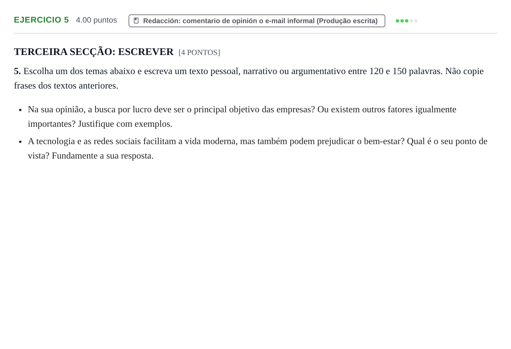 Enunciado: Problema 5 · Portugués PAU Murcia Extraordinaria 2025