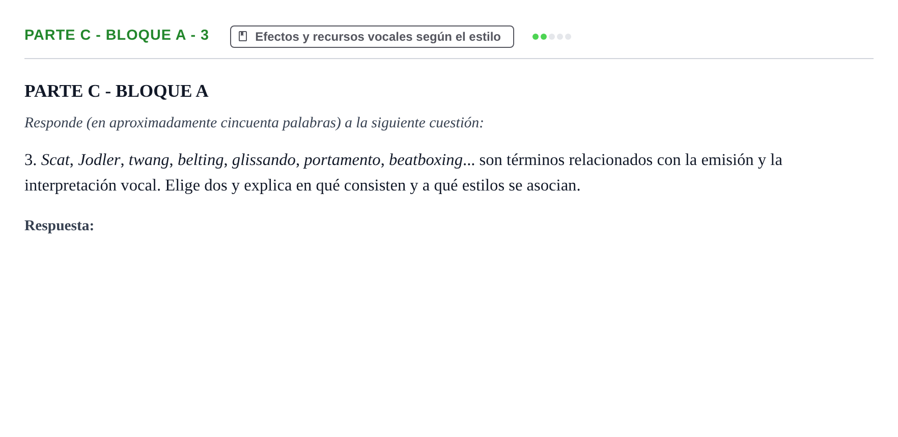 Enunciado: Ejercicio Parte C - Bloque A - 3 · Coro y Técnica Vocal PAU Murcia Ordinaria 2025