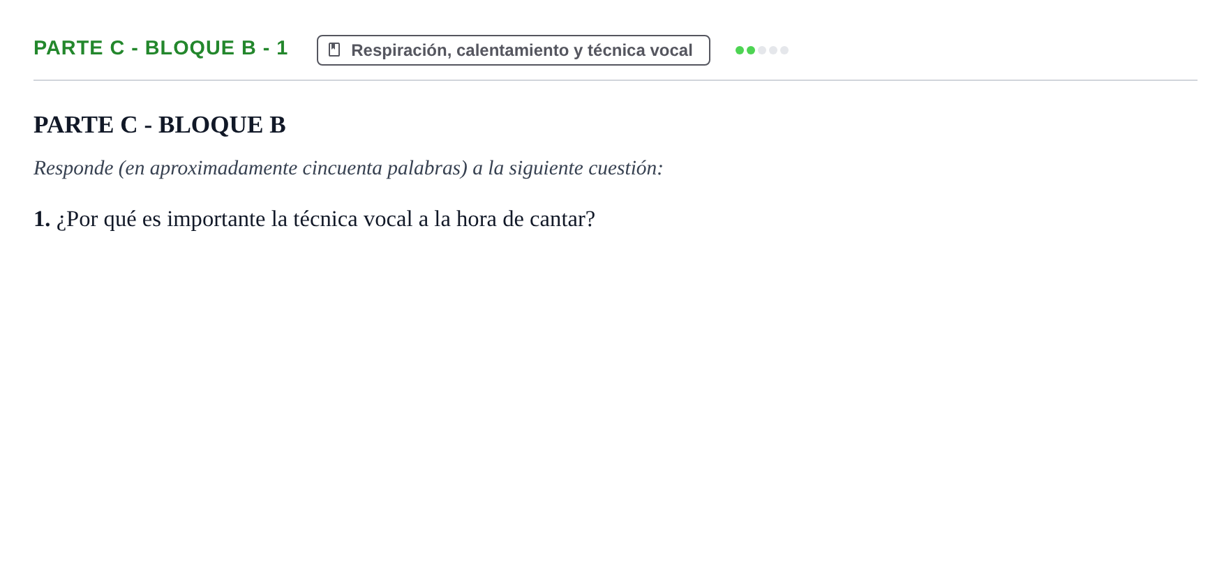 Enunciado: Ejercicio Parte C - Bloque B - 1 · Coro y Técnica Vocal PAU Murcia Ordinaria 2025