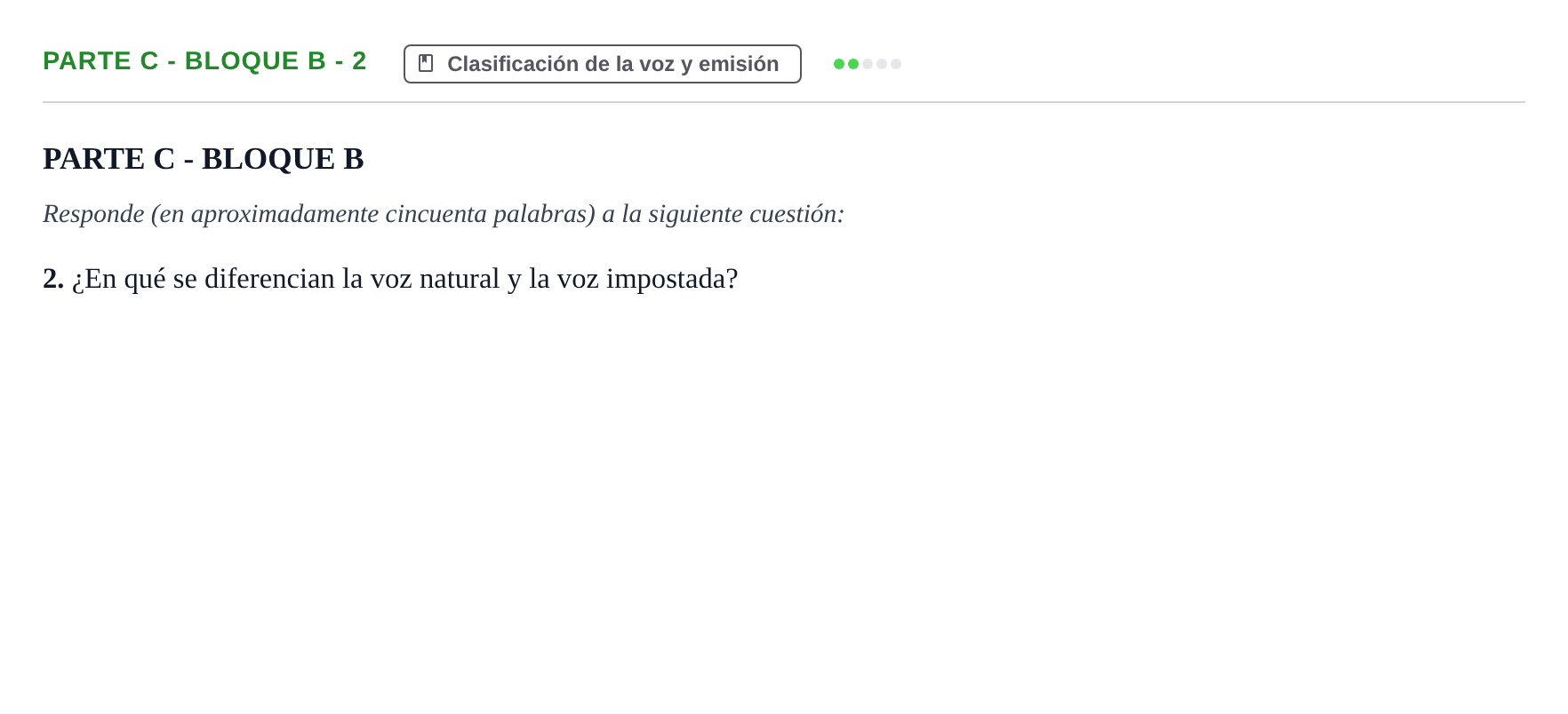 Enunciado: Ejercicio Parte C - Bloque B - 2 · Coro y Técnica Vocal PAU Murcia Ordinaria 2025