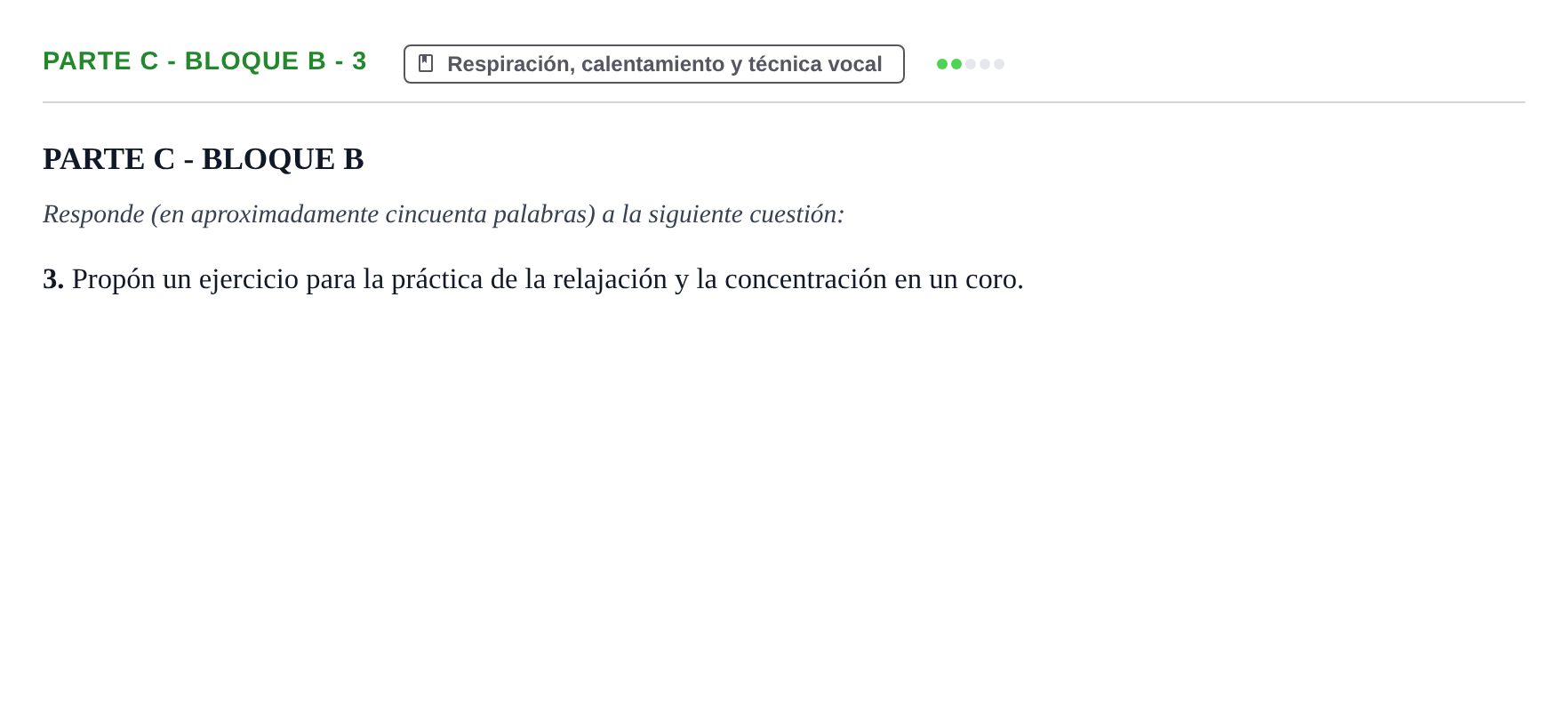 Enunciado: Ejercicio Parte C - Bloque B - 3 · Coro y Técnica Vocal PAU Murcia Ordinaria 2025