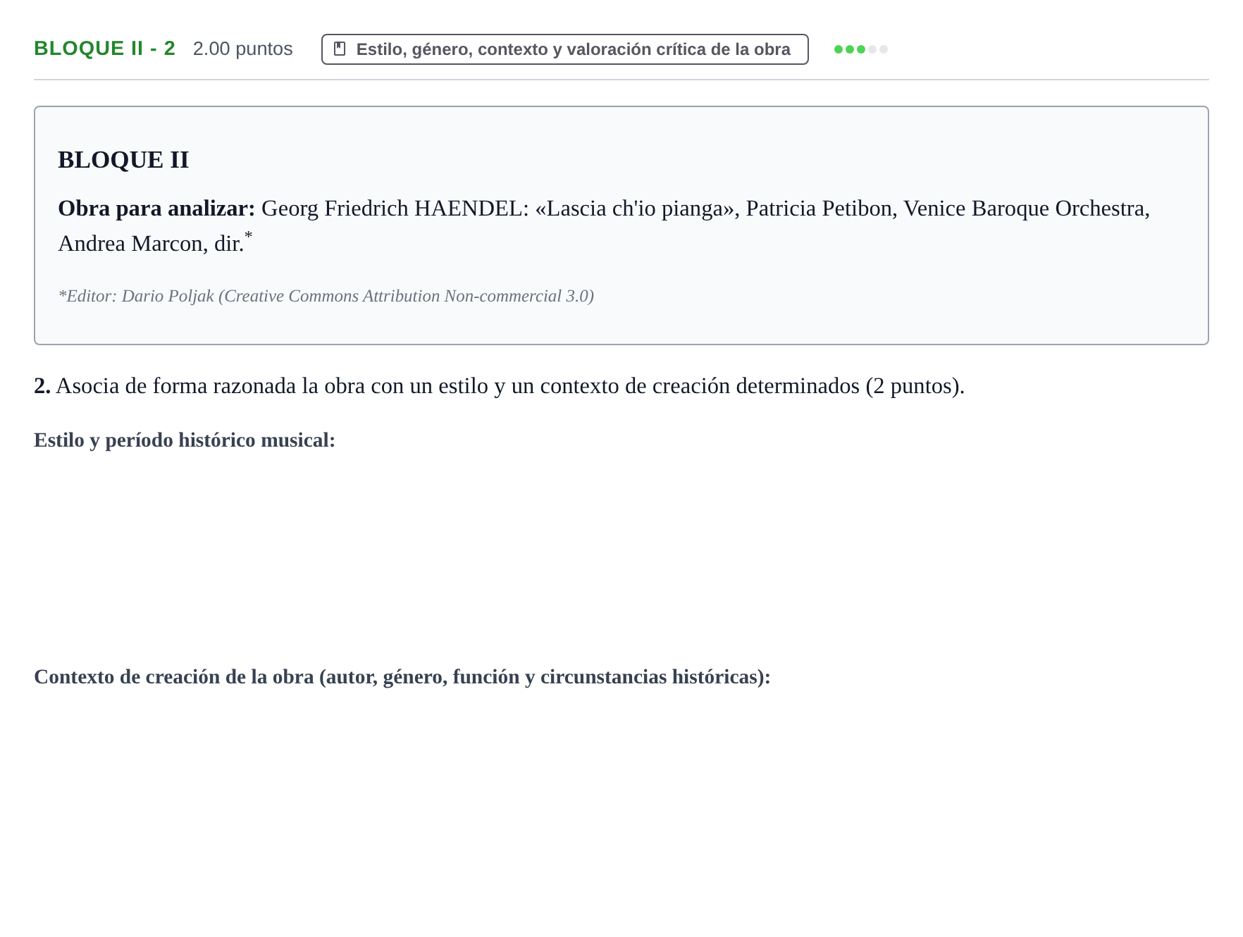 Enunciado: Bloque II - 2 · Análisis Musical II PAU Murcia Extraordinaria 2025