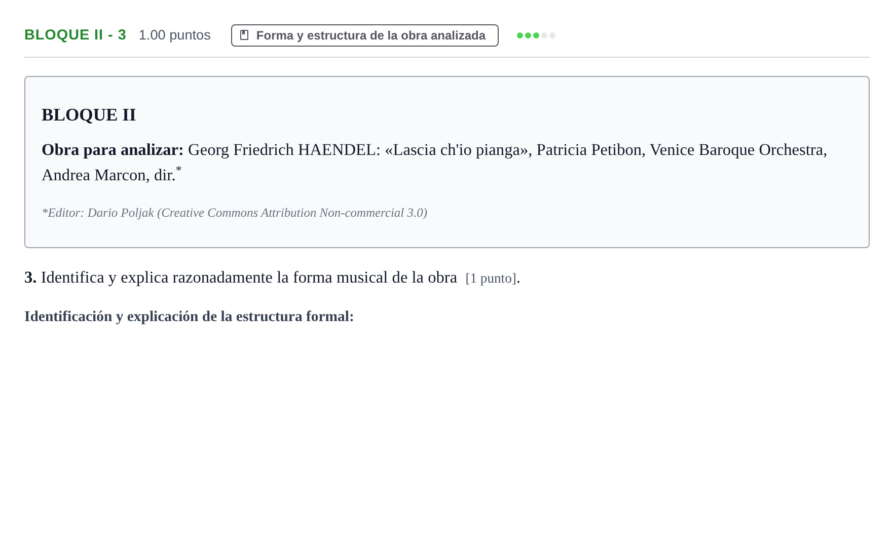 Enunciado: Bloque II - 3 · Análisis Musical II PAU Murcia Extraordinaria 2025