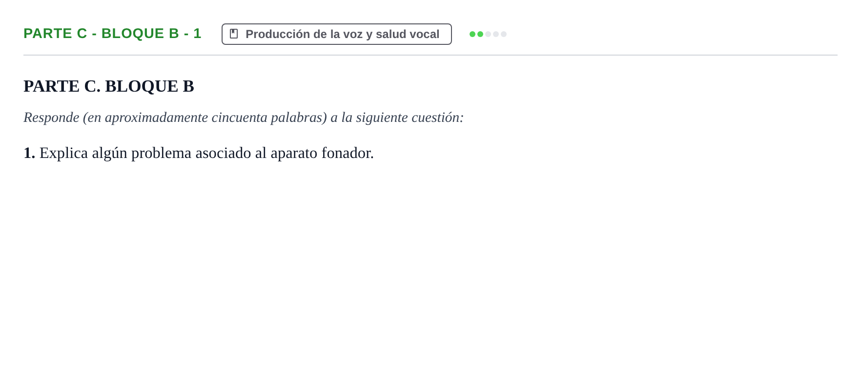 Enunciado: Ejercicio Parte C - Bloque B - 1 · Coro y Técnica Vocal PAU Murcia Extraordinaria 2025