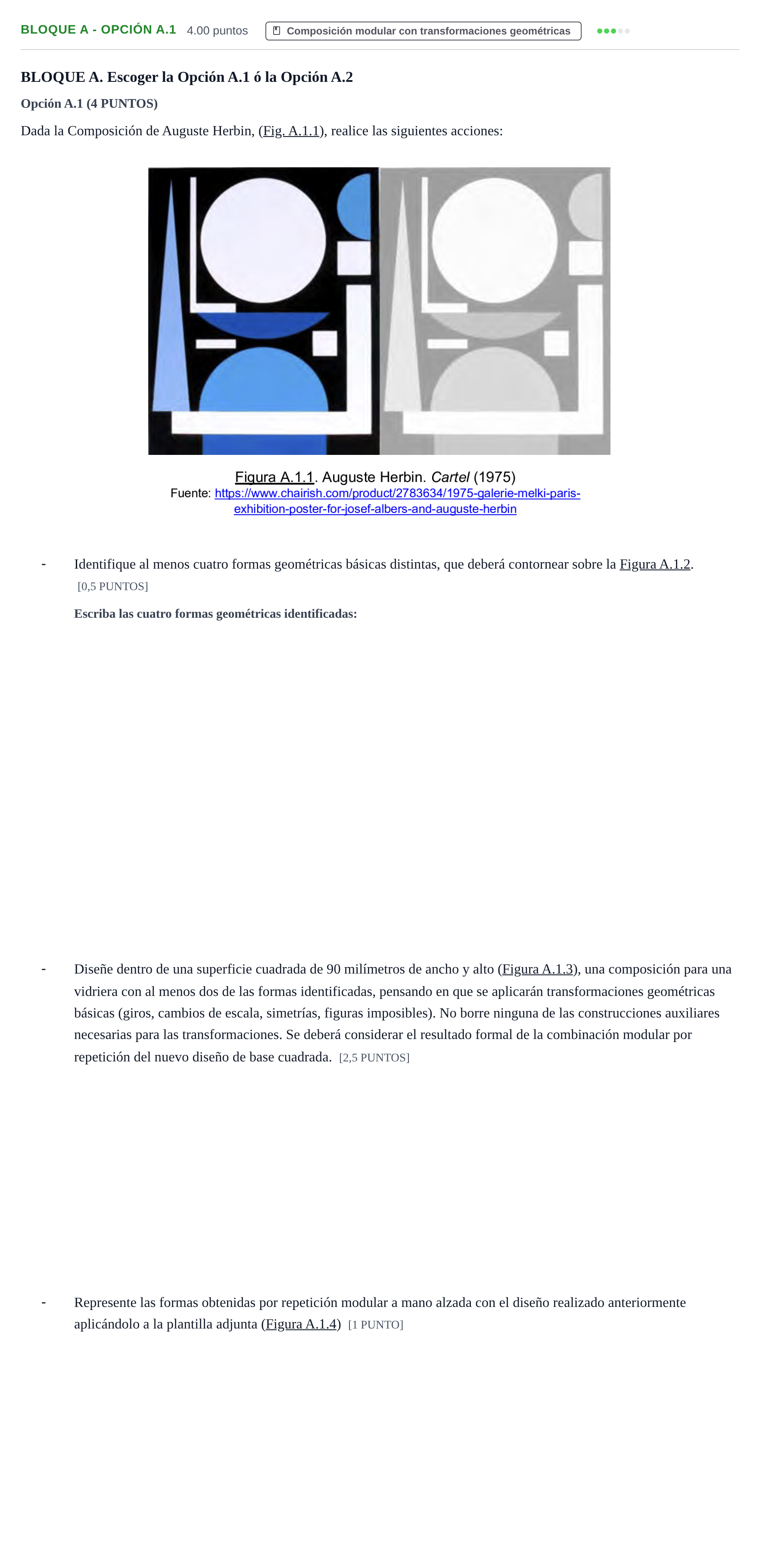 Enunciado: Bloque A - Opción A.1 · Dibujo Técnico Aplicado a las Artes Plásticas y al Diseño PAU Murcia Ordinaria 2025