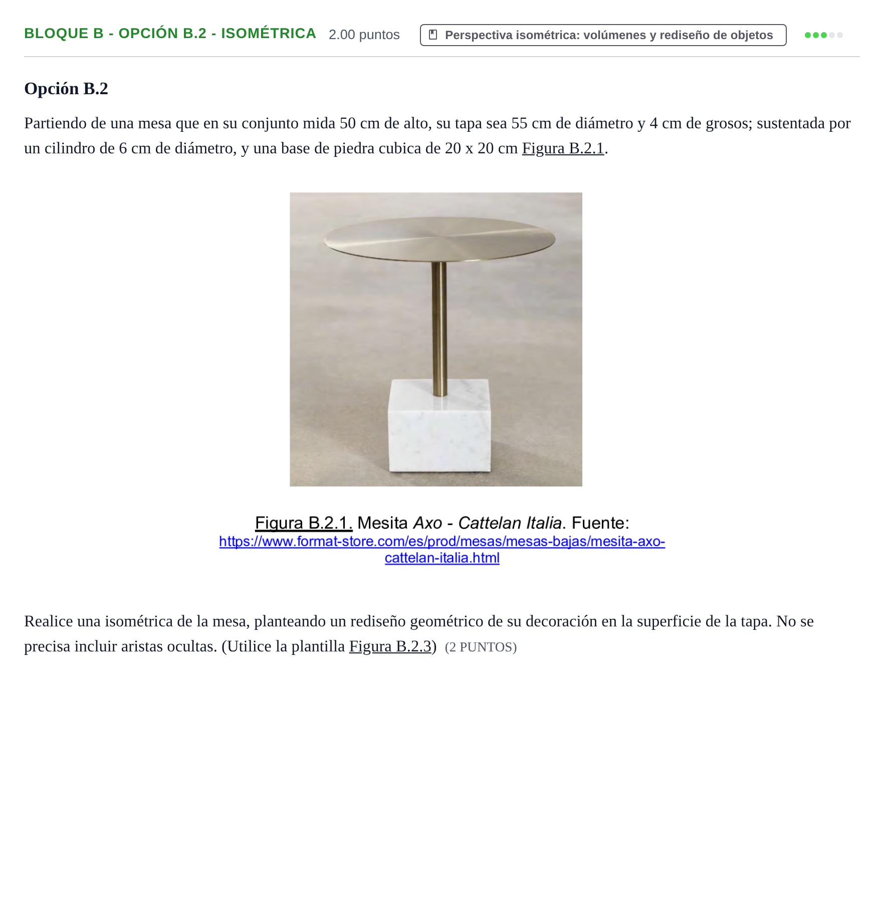 Enunciado: Bloque B - Opción B.2 - Isométrica · Dibujo Técnico Aplicado a las Artes Plásticas y al Diseño PAU Murcia Ordinaria 2025