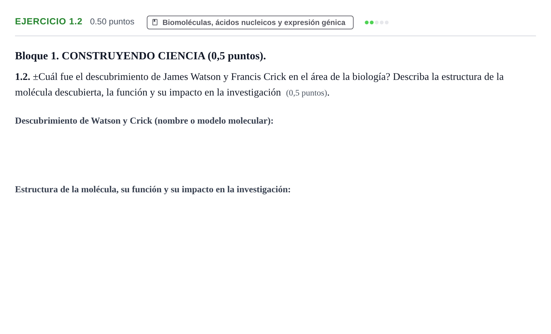 Enunciado: Ejercicio 1.2 · Ciencias Generales PAU Murcia Extraordinaria 2025