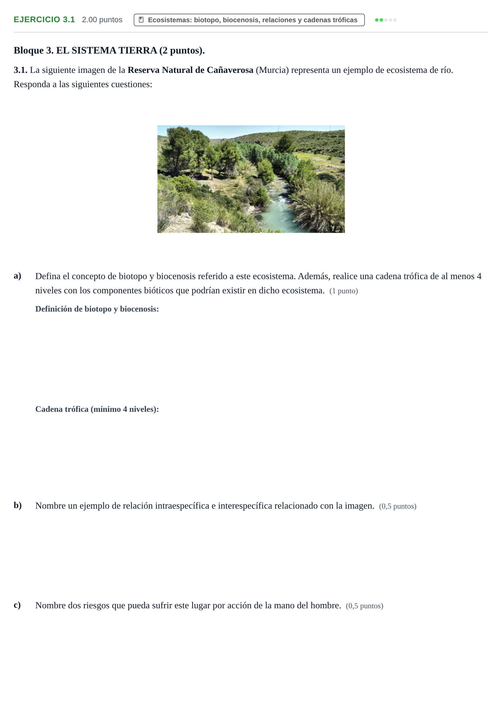 Enunciado: Ejercicio 3.1 · Ciencias Generales PAU Murcia Extraordinaria 2025