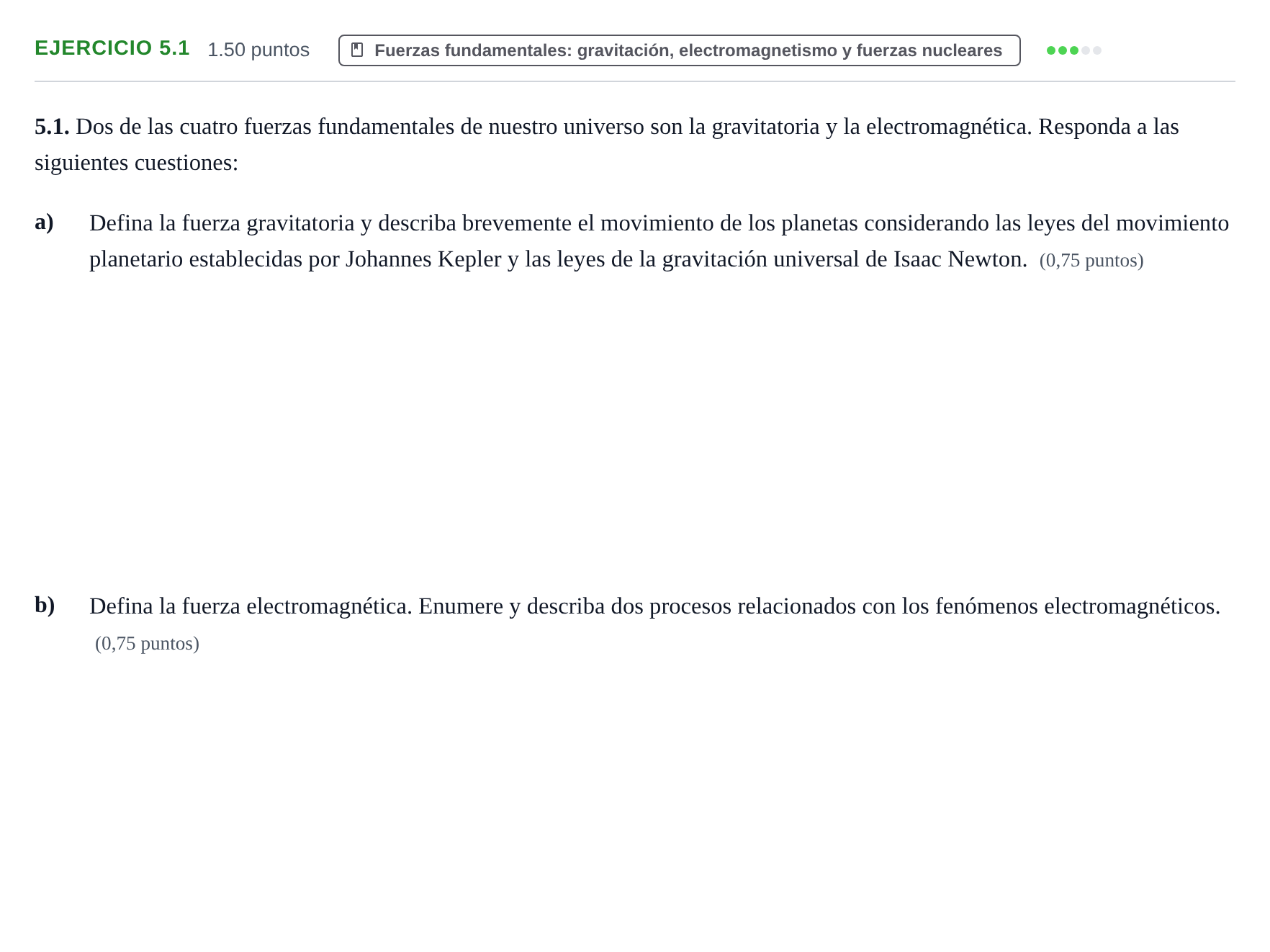 Enunciado: Ejercicio 5.1 · Ciencias Generales PAU Murcia Extraordinaria 2025