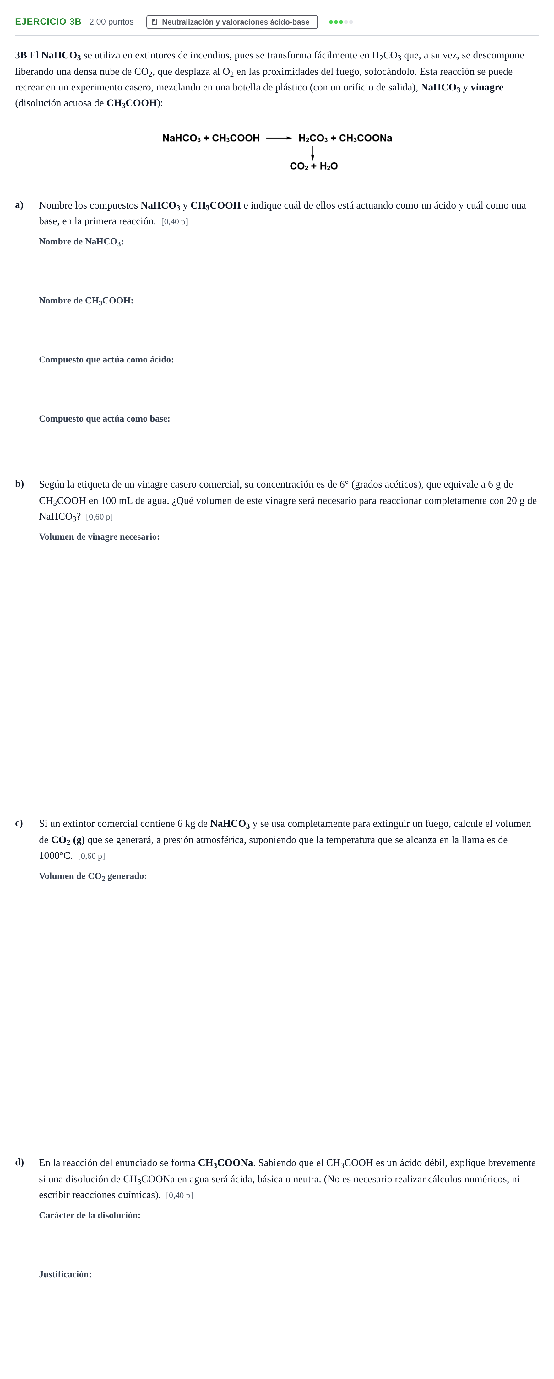 Enunciado: Ejercicio 3B · Química PAU Murcia Extraordinaria 2025