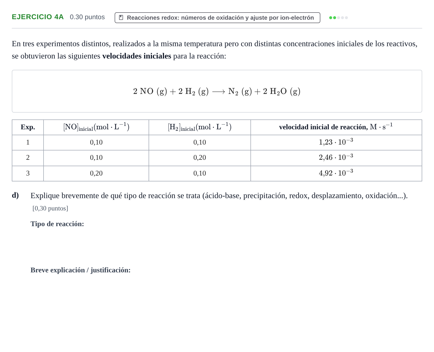 Enunciado: Ejercicio 4A - Reacciones redox · Química PAU Murcia Extraordinaria 2025