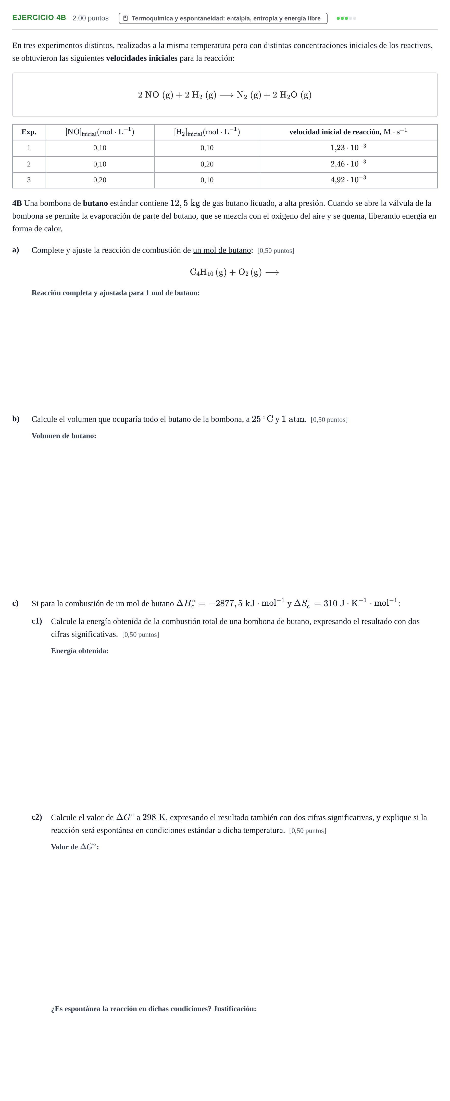 Enunciado: Ejercicio 4B · Química PAU Murcia Extraordinaria 2025