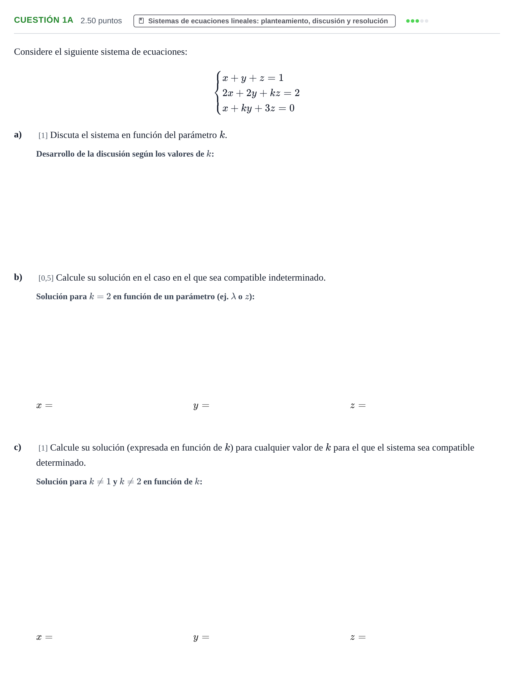 Enunciado: Cuestión 1A · Matemáticas II PAU Murcia Extraordinaria 2025