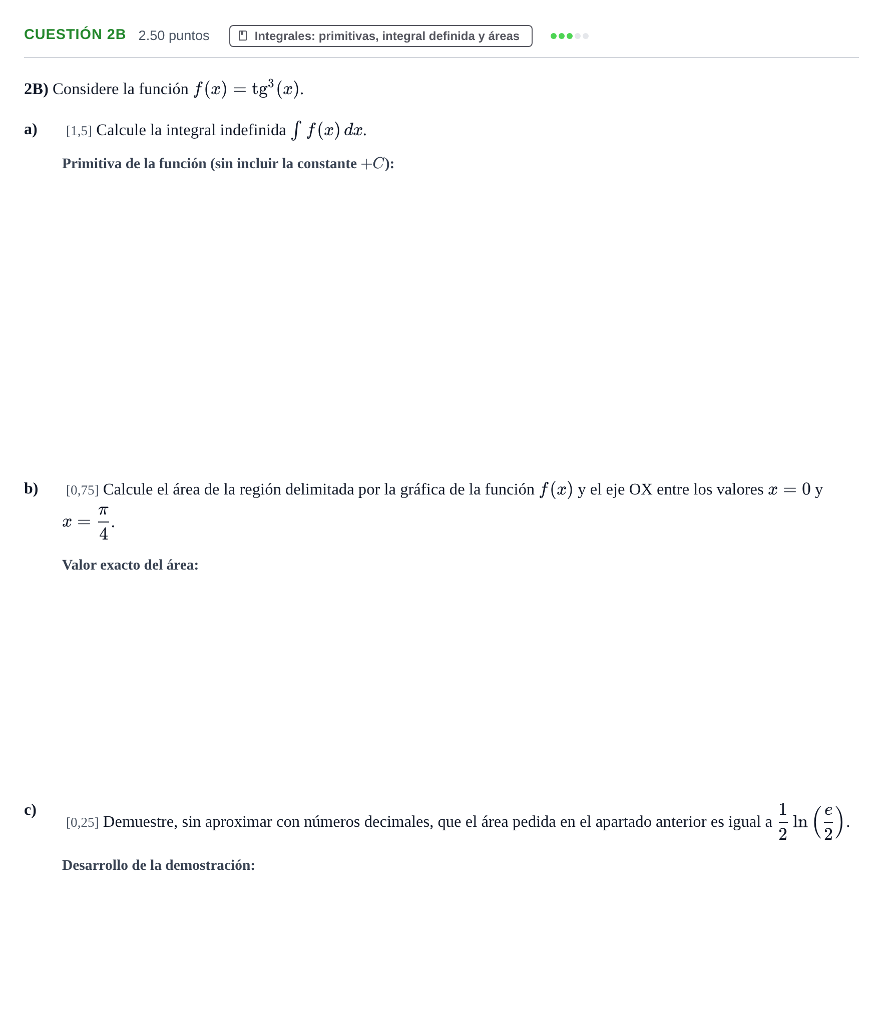 Enunciado: Cuestión 2B · Matemáticas II PAU Murcia Extraordinaria 2025