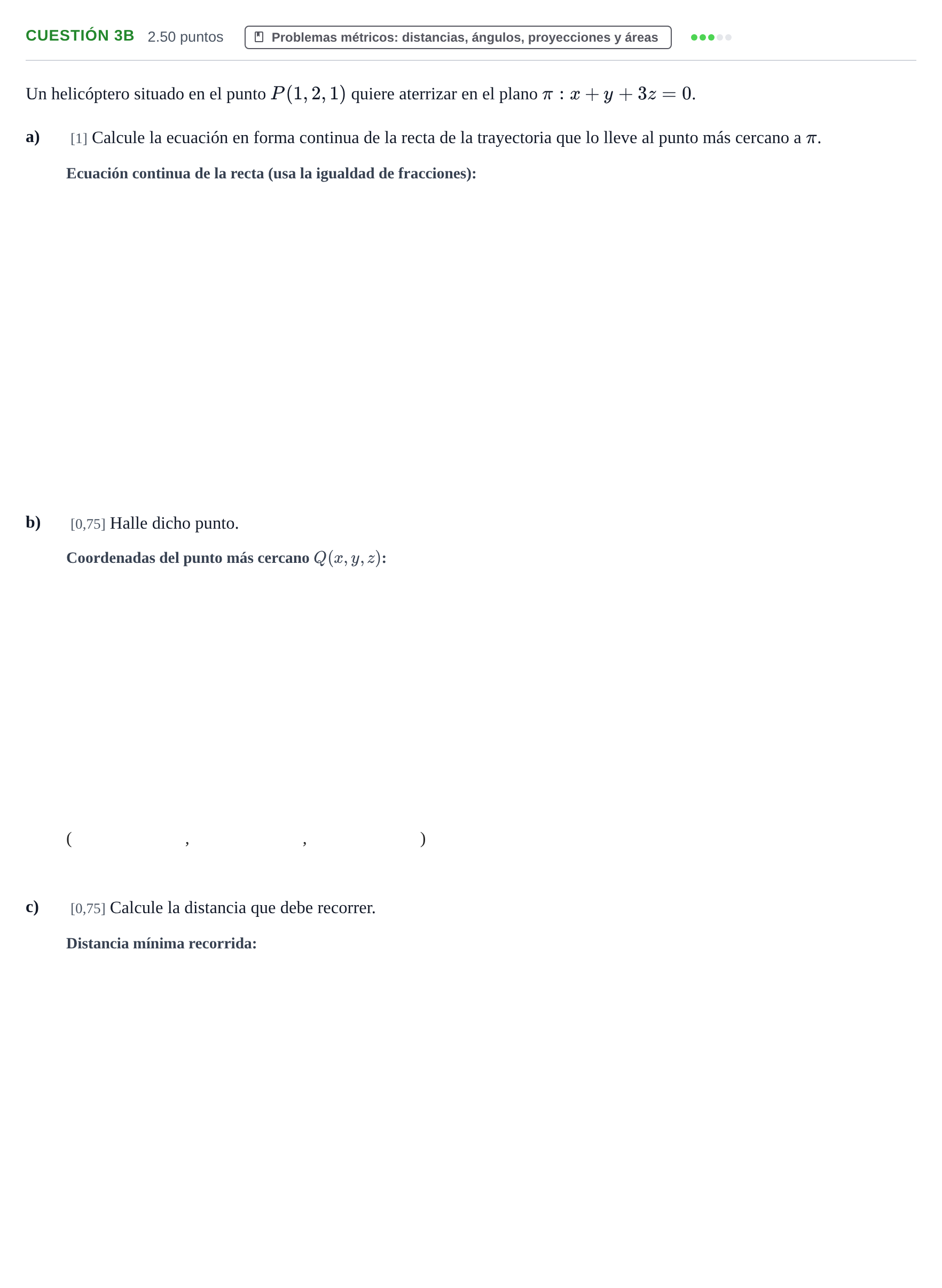 Enunciado: Cuestión 3B · Matemáticas II PAU Murcia Extraordinaria 2025