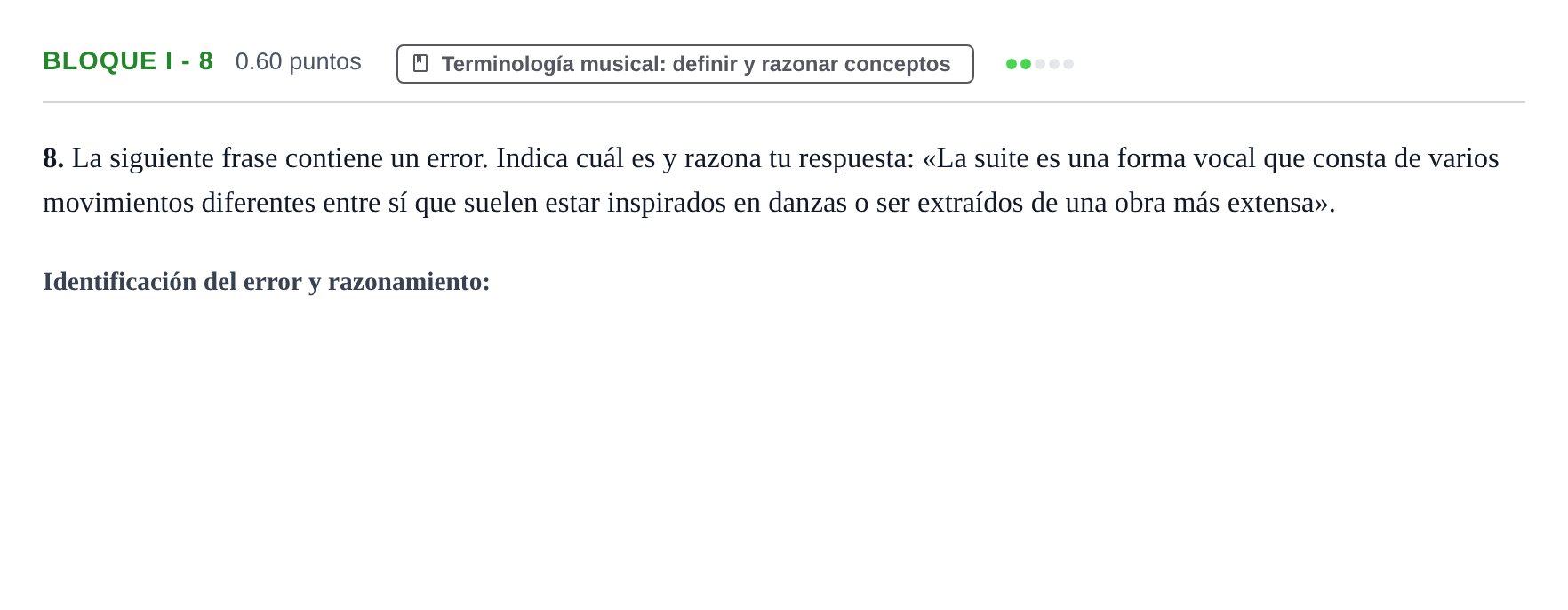 Enunciado: Bloque I - 8 · Historia de la Música y de la Danza PAU Murcia Ordinaria 2025