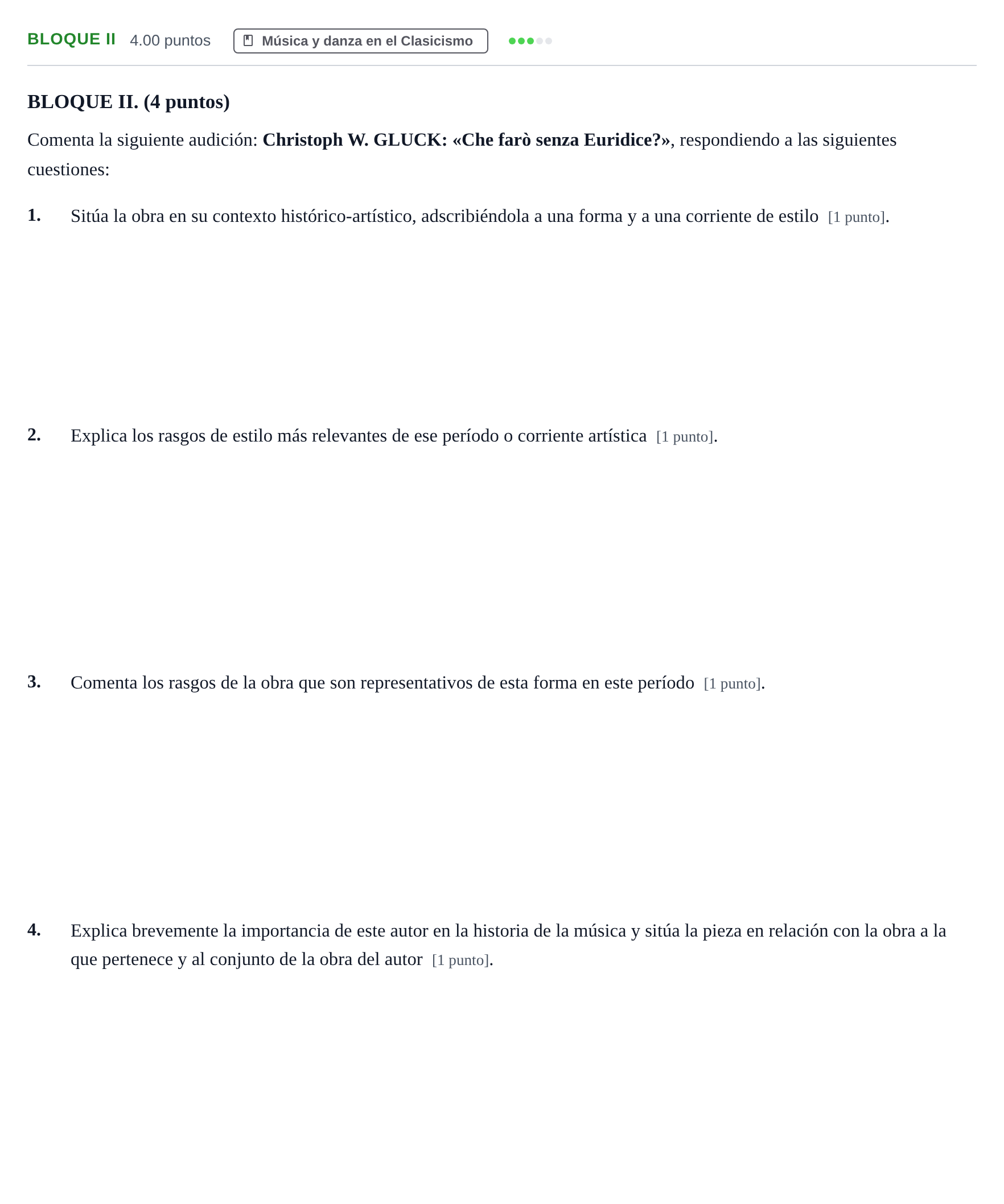 Enunciado: Bloque II · Historia de la Música y de la Danza PAU Murcia Extraordinaria 2025