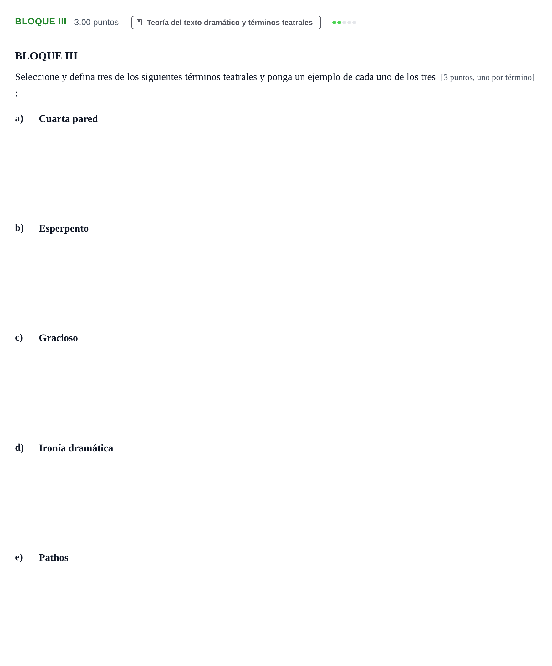 Enunciado: Bloque III · Literatura Dramática PAU Murcia Ordinaria 2025