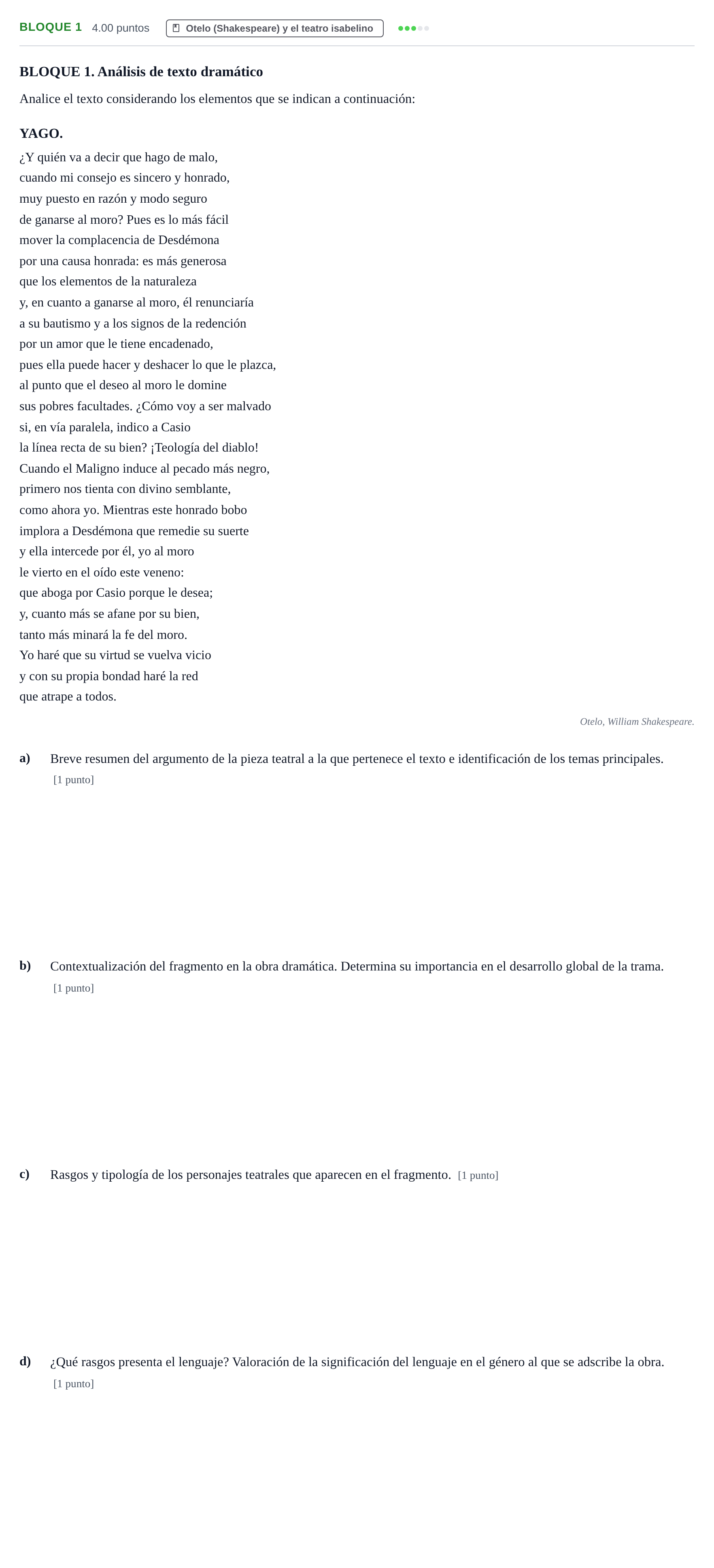 Enunciado: Bloque 1 · Literatura Dramática PAU Murcia Extraordinaria 2025
