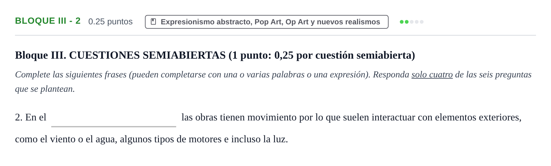 Enunciado: Bloque III - 2 · Movimientos Culturales y Artísticos PAU Murcia Ordinaria 2025