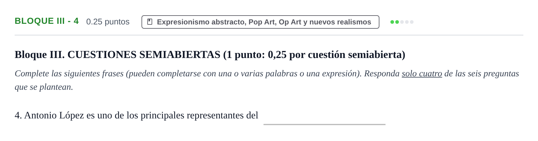 Enunciado: Bloque III - 4 · Movimientos Culturales y Artísticos PAU Murcia Ordinaria 2025