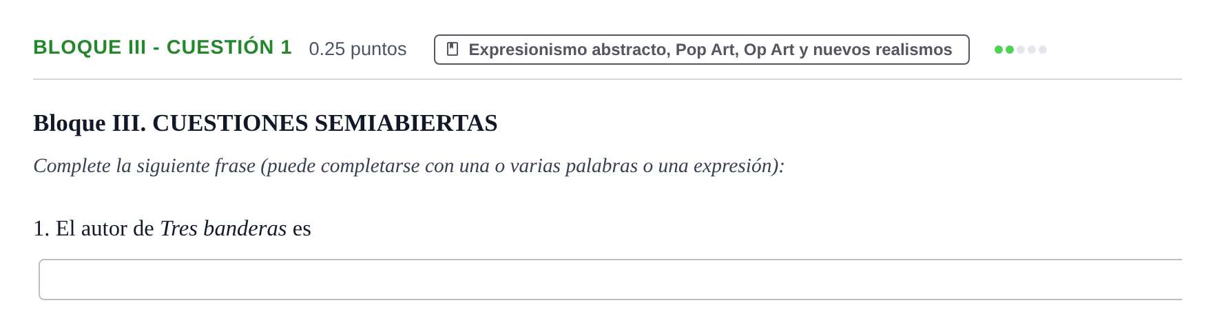 Enunciado: Bloque III - Cuestión 1 · Movimientos Culturales y Artísticos PAU Murcia Extraordinaria 2025