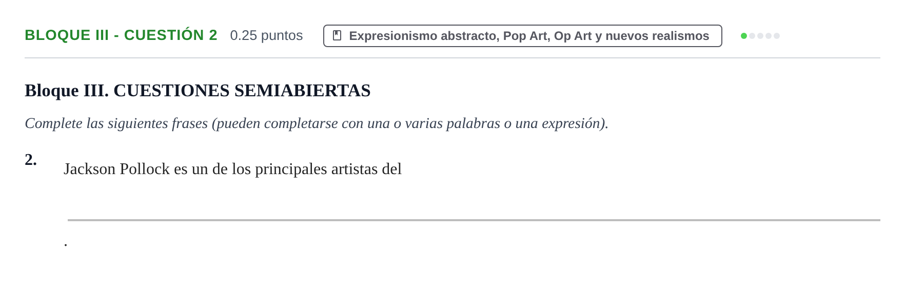Enunciado: Bloque III - Cuestión 2 · Movimientos Culturales y Artísticos PAU Murcia Extraordinaria 2025