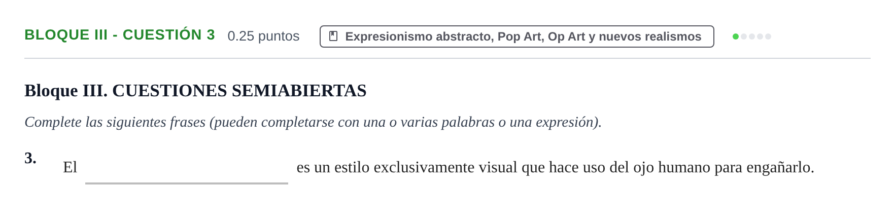 Enunciado: Bloque III - Cuestión 3 · Movimientos Culturales y Artísticos PAU Murcia Extraordinaria 2025