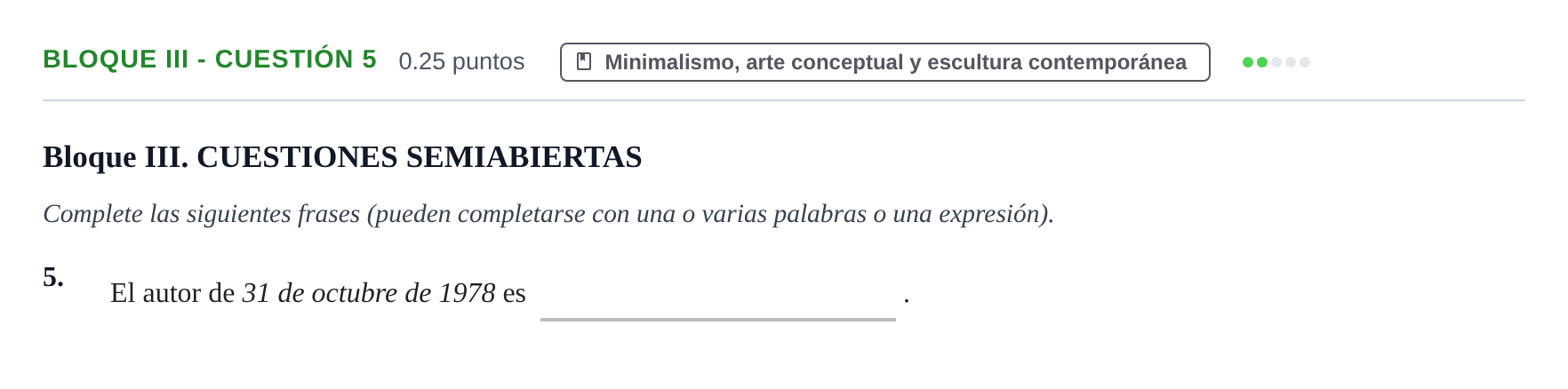 Enunciado: Bloque III - Cuestión 5 · Movimientos Culturales y Artísticos PAU Murcia Extraordinaria 2025