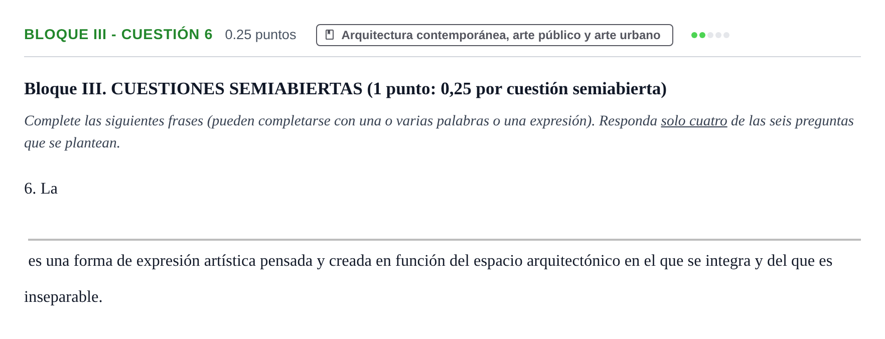 Enunciado: Bloque III - Cuestión 6 · Movimientos Culturales y Artísticos PAU Murcia Extraordinaria 2025