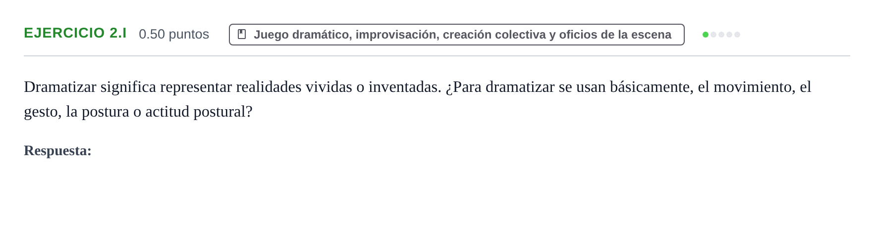 Enunciado: Ejercicio 2.i · Artes Escénicas PAU Navarra Ordinaria 2023