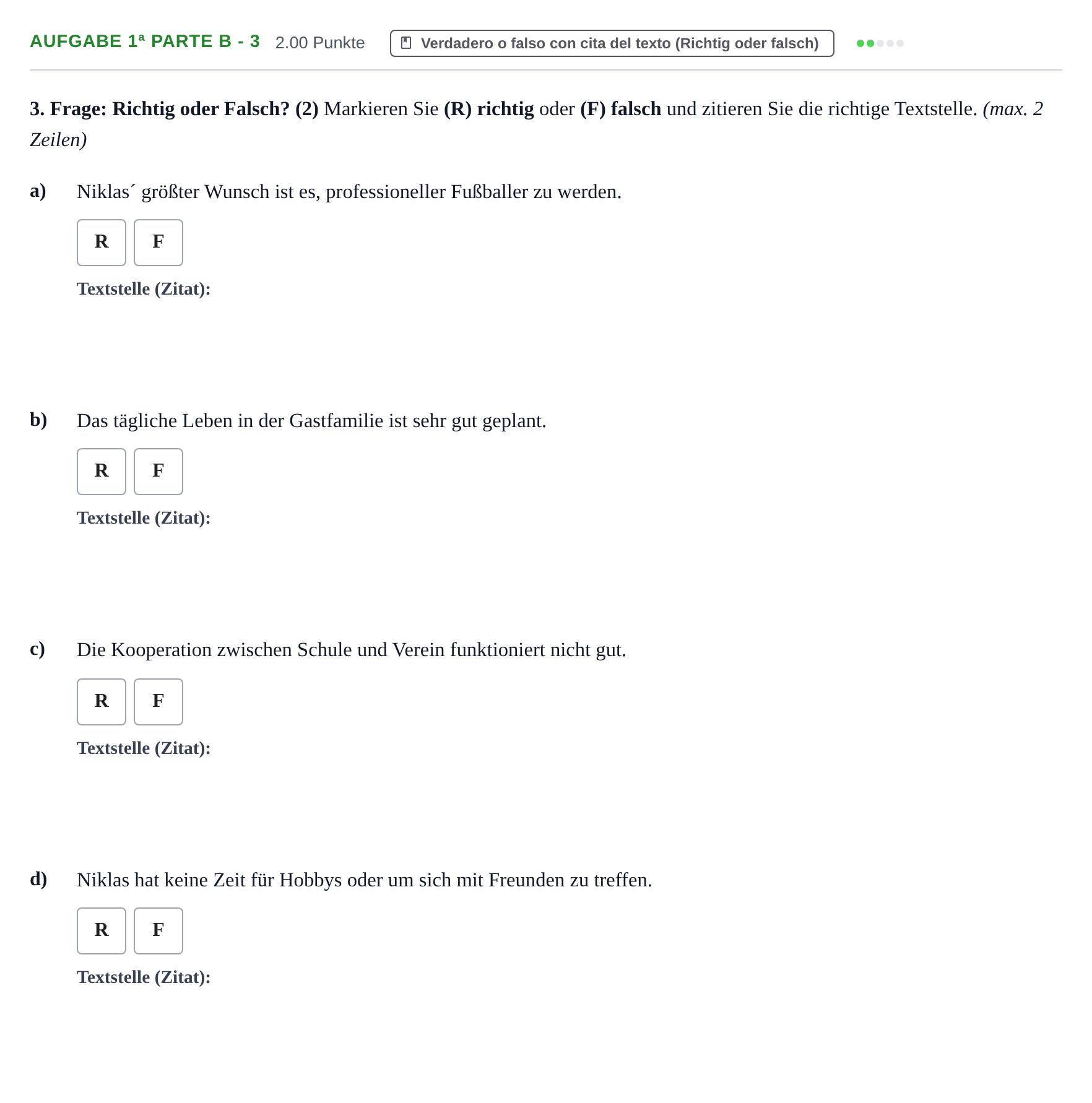 Enunciado: Ejercicio 1ª Parte B - 3 · Alemán PAU Navarra Ordinaria 2023