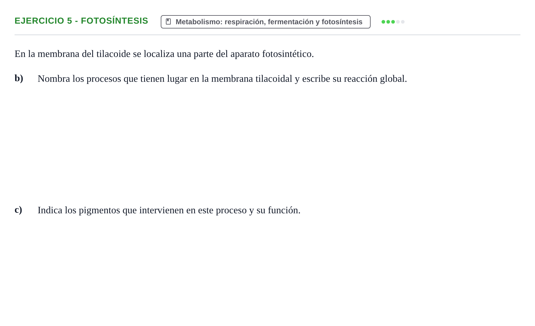 Enunciado: Ejercicio 5 - Fotosíntesis · Biología PAU Navarra Ordinaria 2023
