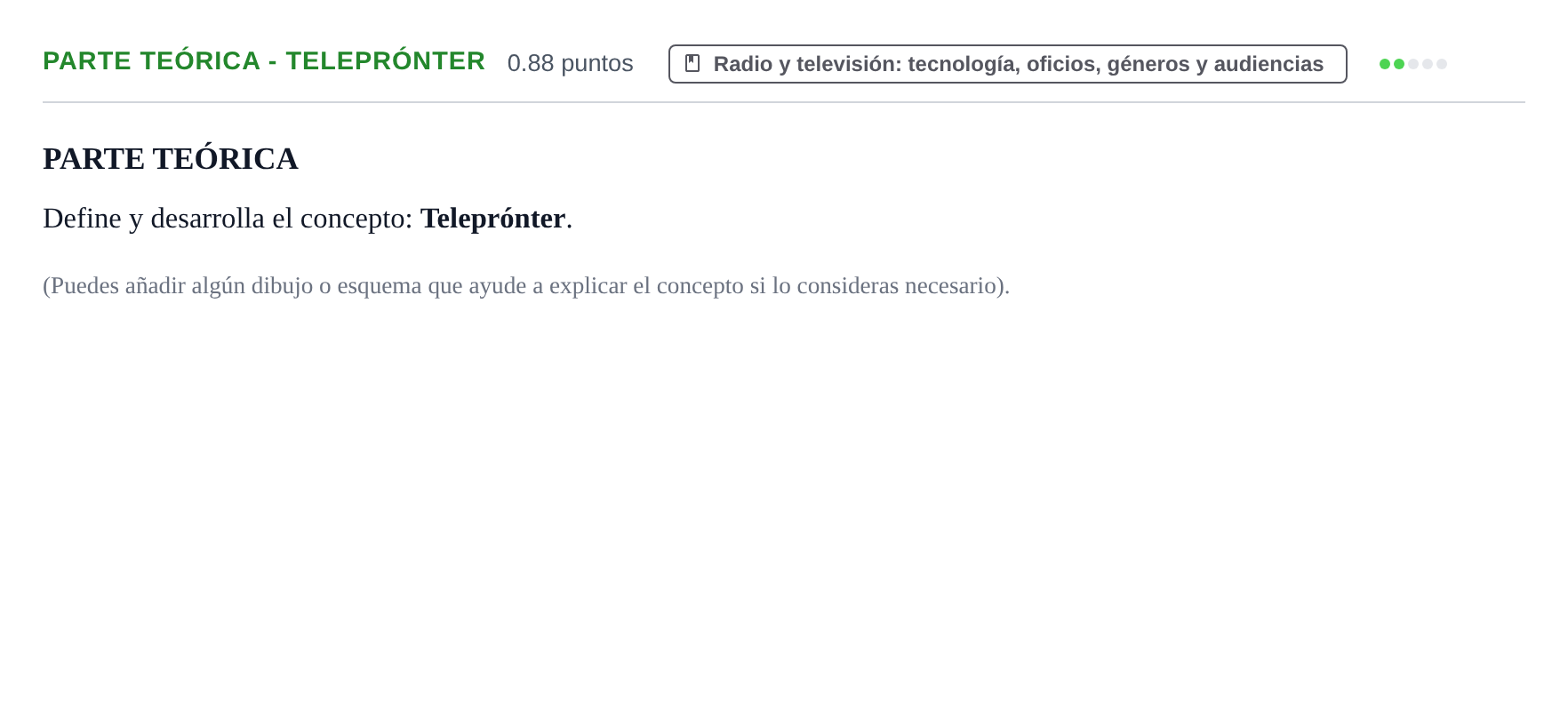 Enunciado: Ejercicio Parte Teórica - Teleprónter · Cultura Audiovisual II PAU Navarra Ordinaria 2023