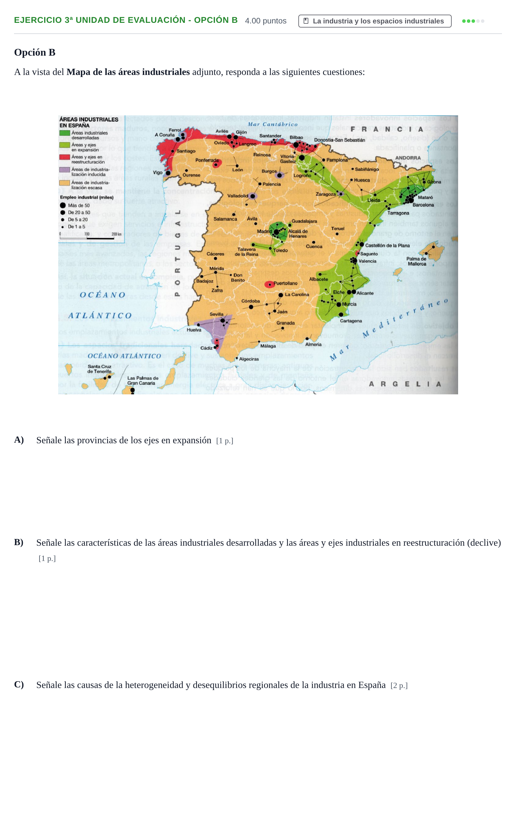 Enunciado: Ejercicio 3ª Unidad de Evaluación - Opción B · Geografía PAU Navarra Ordinaria 2023