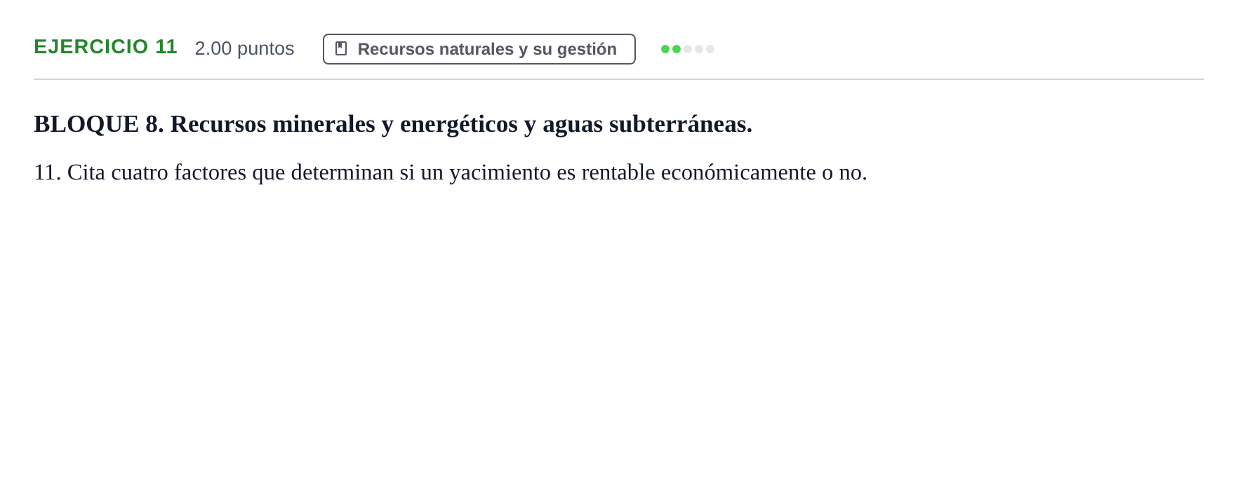 Enunciado: Problema 11 · Geología y Ciencias Ambientales PAU Navarra Ordinaria 2023