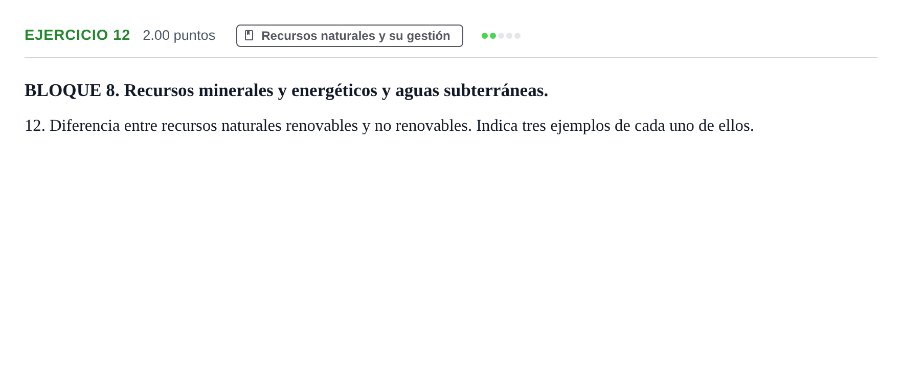 Enunciado: Problema 12 · Geología y Ciencias Ambientales PAU Navarra Ordinaria 2023