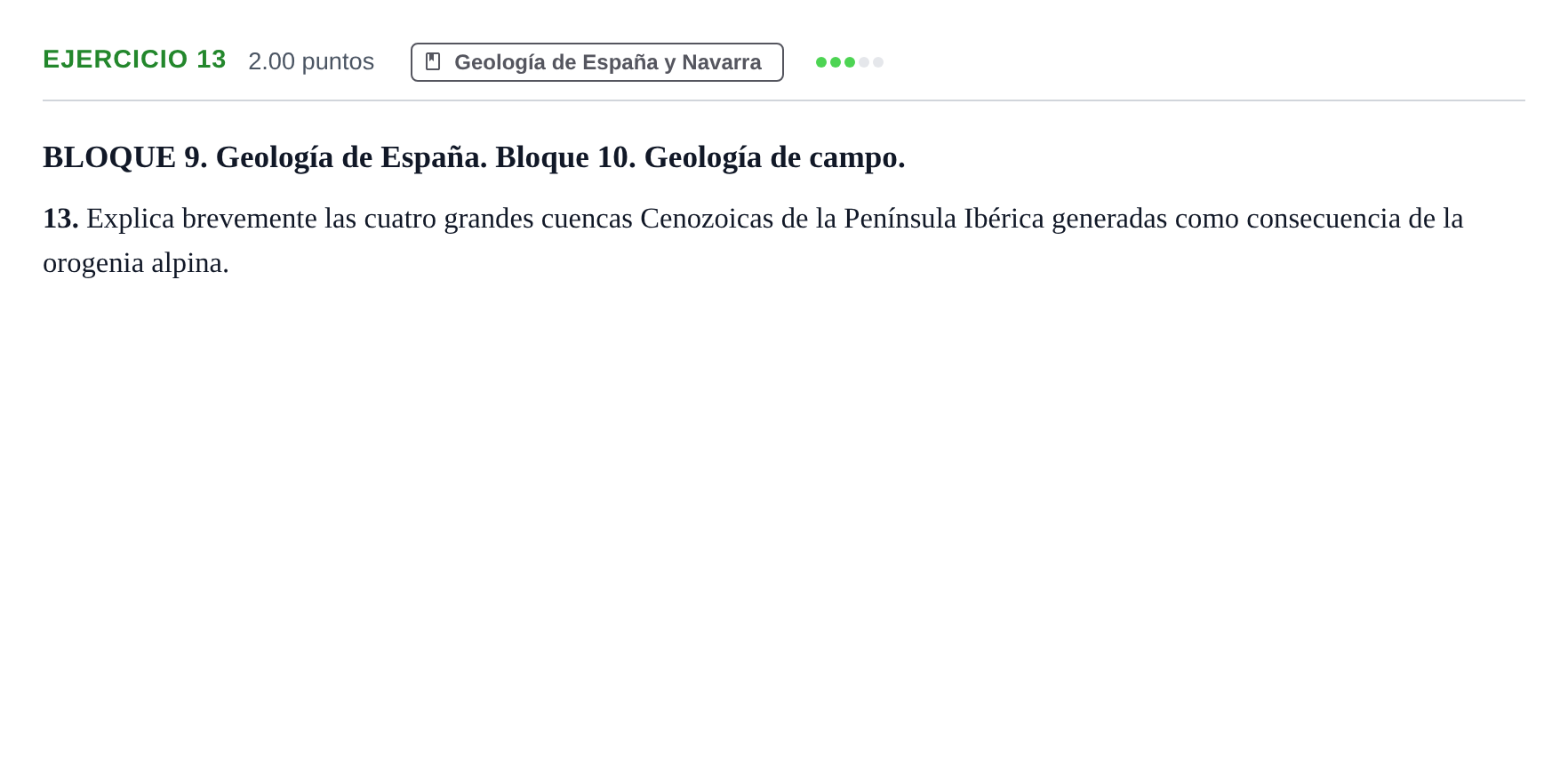 Enunciado: Problema 13 · Geología y Ciencias Ambientales PAU Navarra Ordinaria 2023