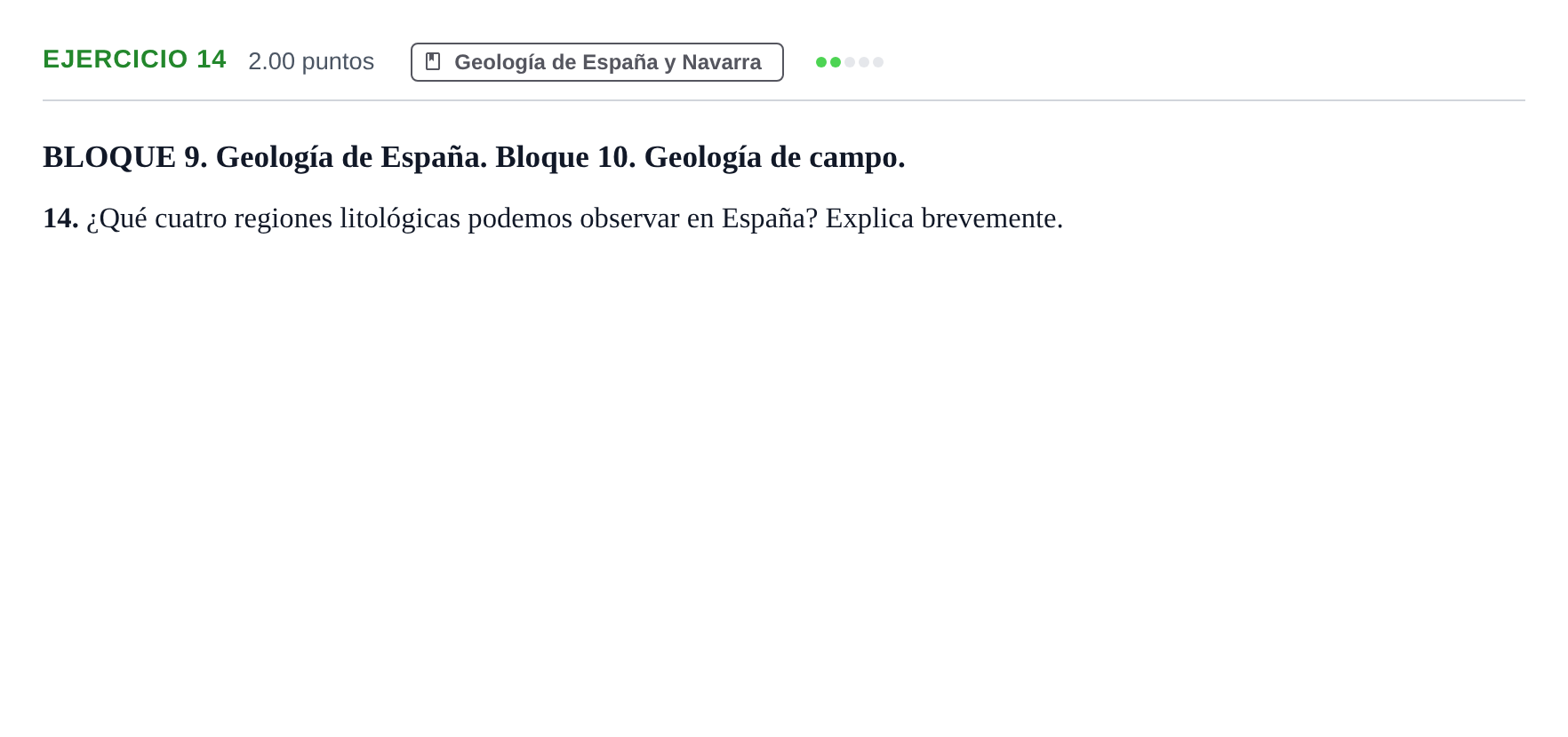 Enunciado: Problema 14 · Geología y Ciencias Ambientales PAU Navarra Ordinaria 2023