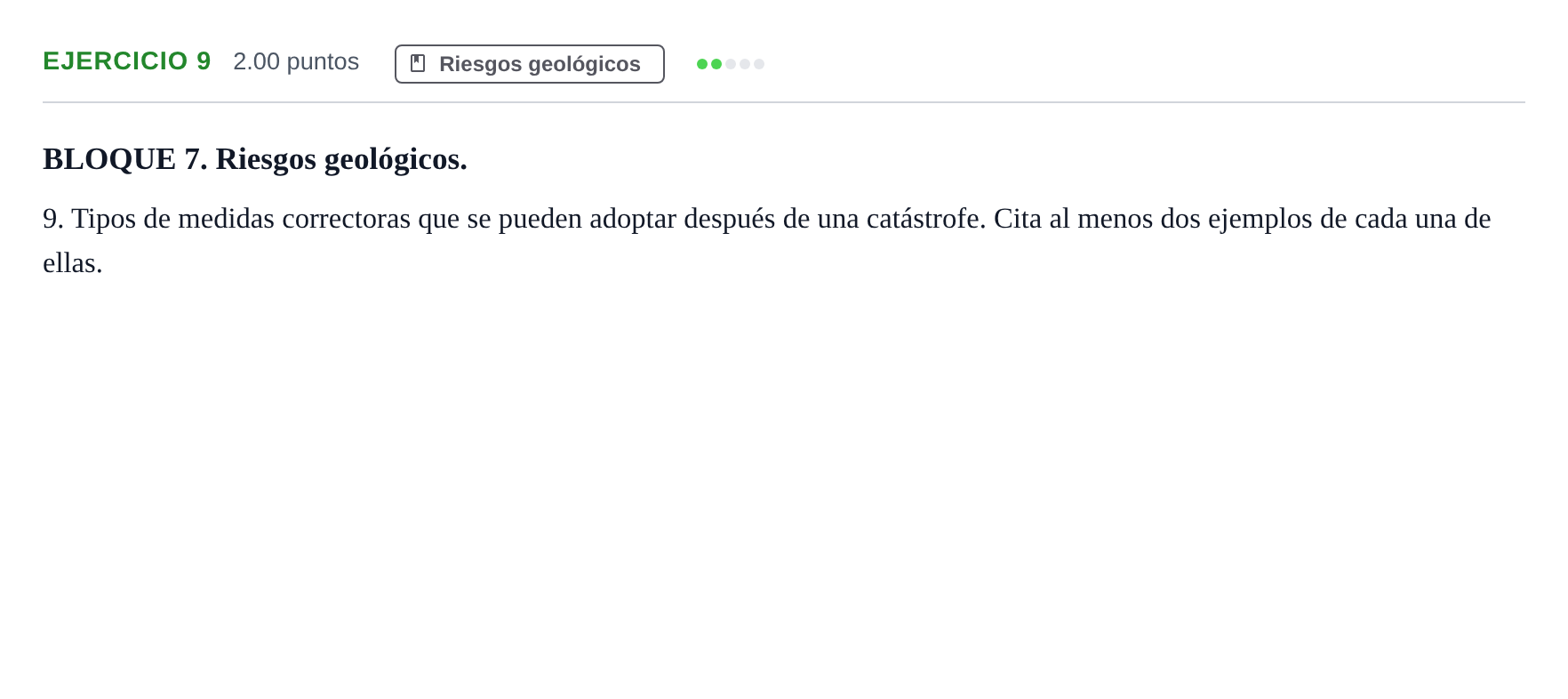 Enunciado: Problema 9 · Geología y Ciencias Ambientales PAU Navarra Ordinaria 2023