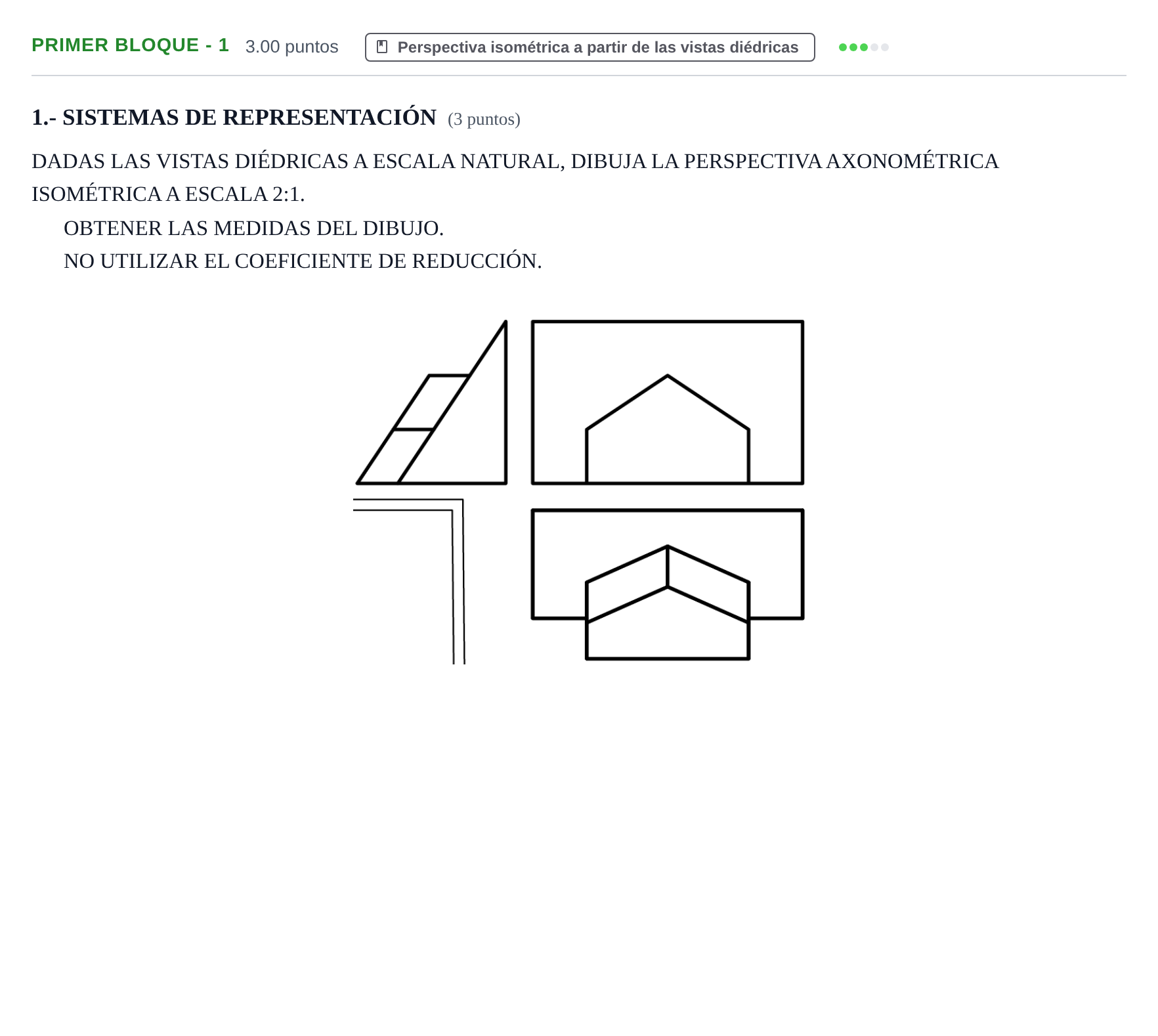 Enunciado: Ejercicio Primer Bloque - 1 · Dibujo técnico II PAU Navarra Ordinaria 2023