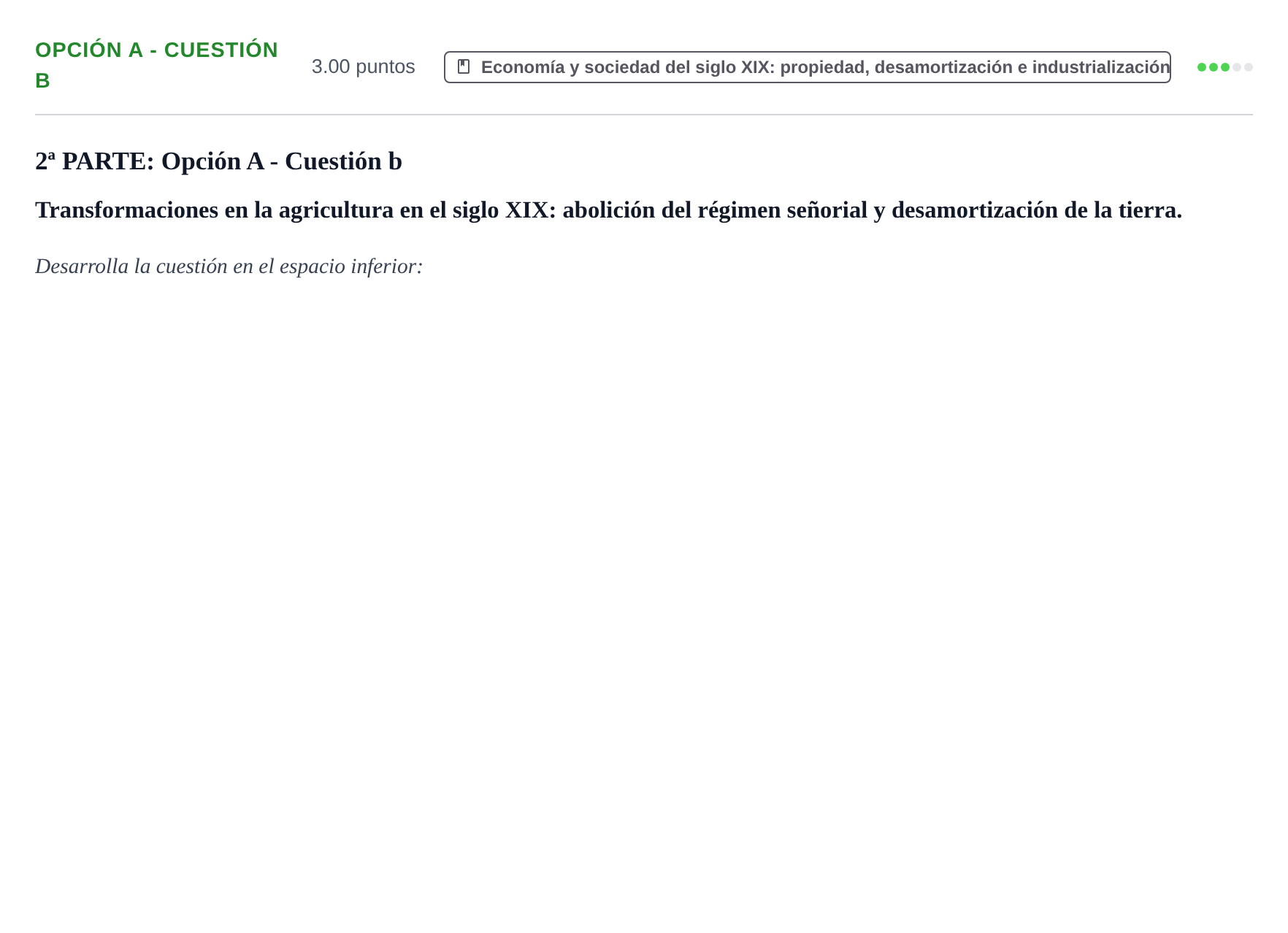 Enunciado: Opción A - Cuestión b · Historia de España PAU Navarra Ordinaria 2023