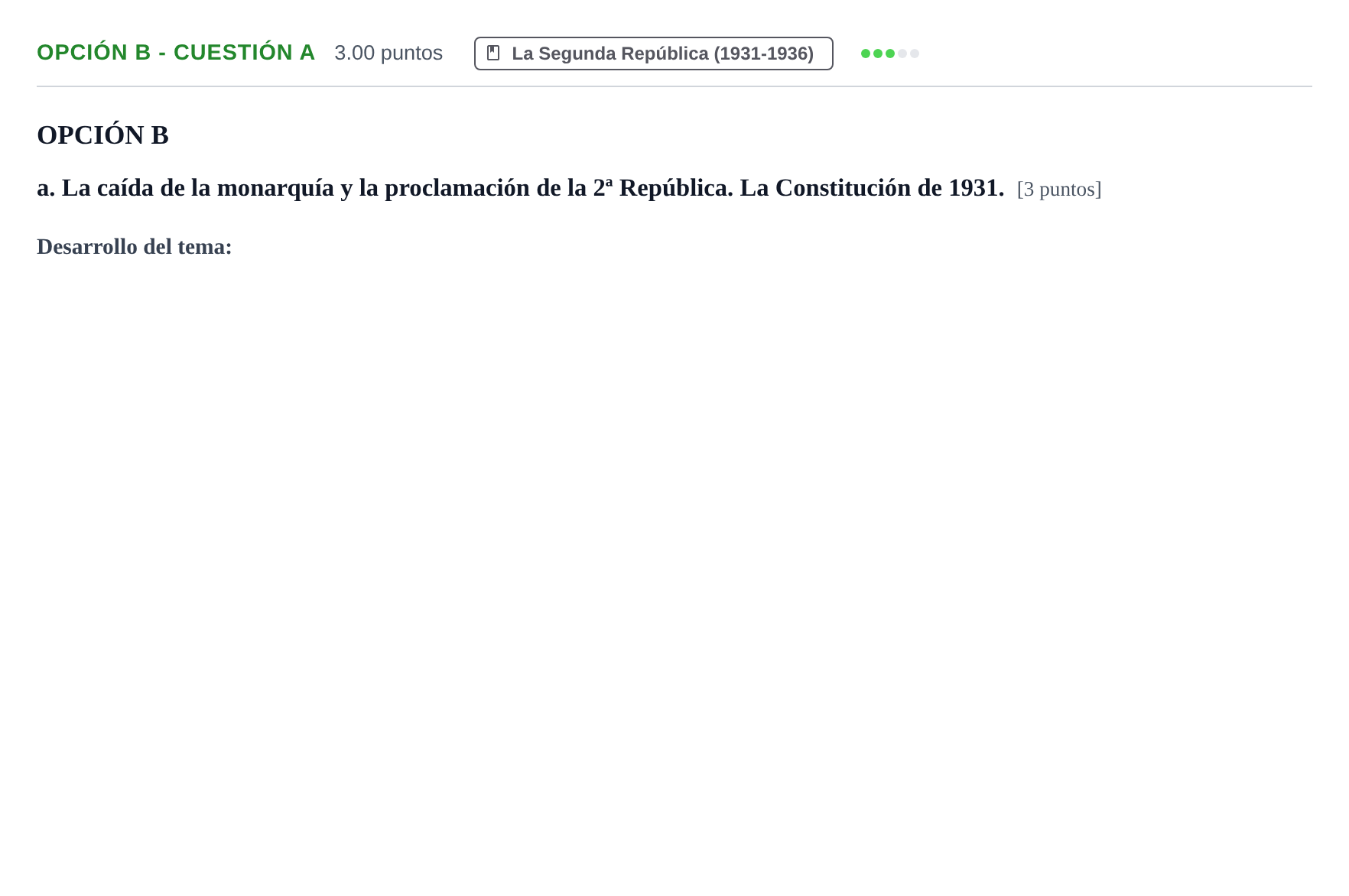 Enunciado: Opción B - Cuestión a · Historia de España PAU Navarra Ordinaria 2023