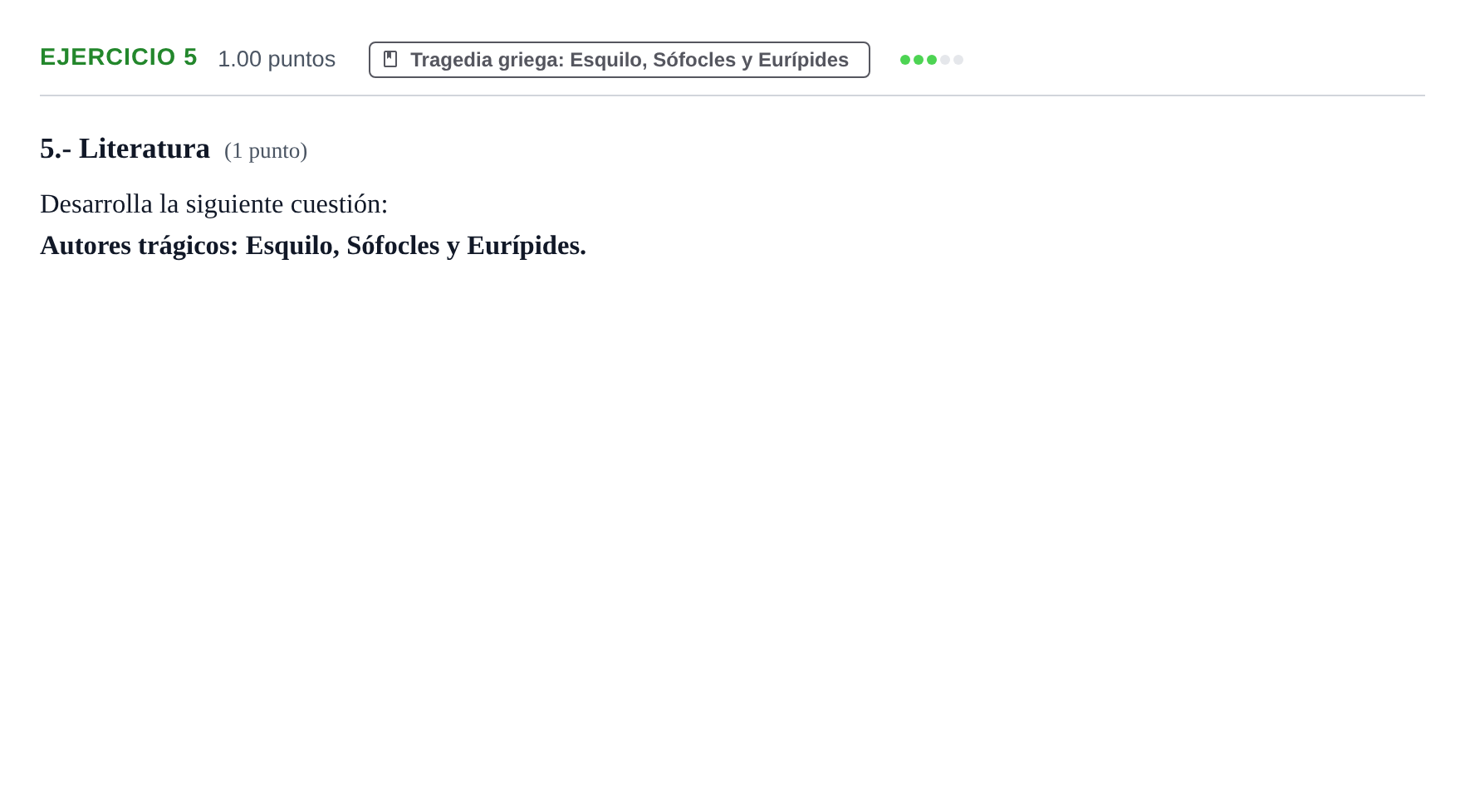 Enunciado: Ejercicio 5 - Tragedia griega · Griego II PAU Navarra Ordinaria 2023