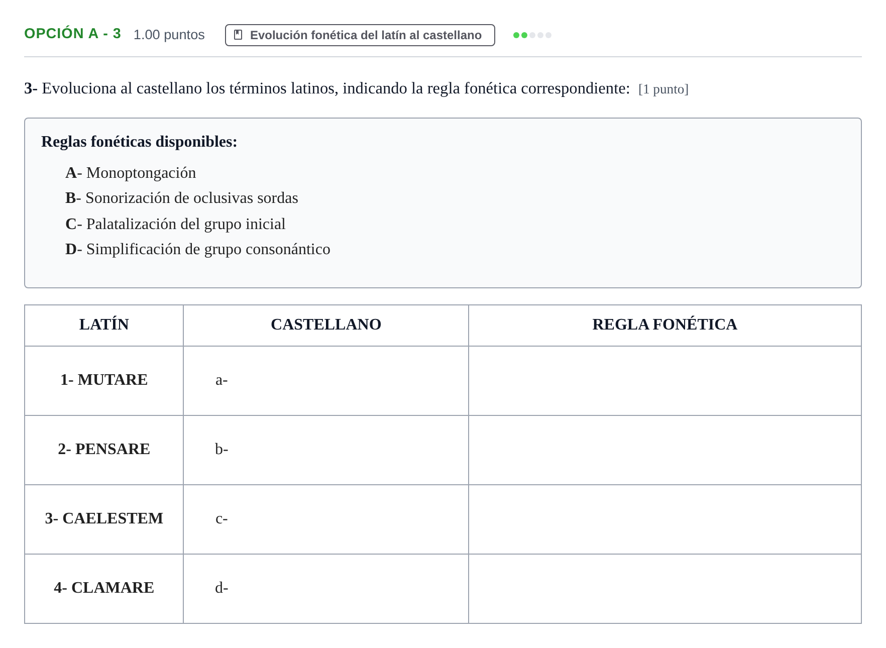 Enunciado: Opción A - 3 · Latín II PAU Navarra Ordinaria 2023