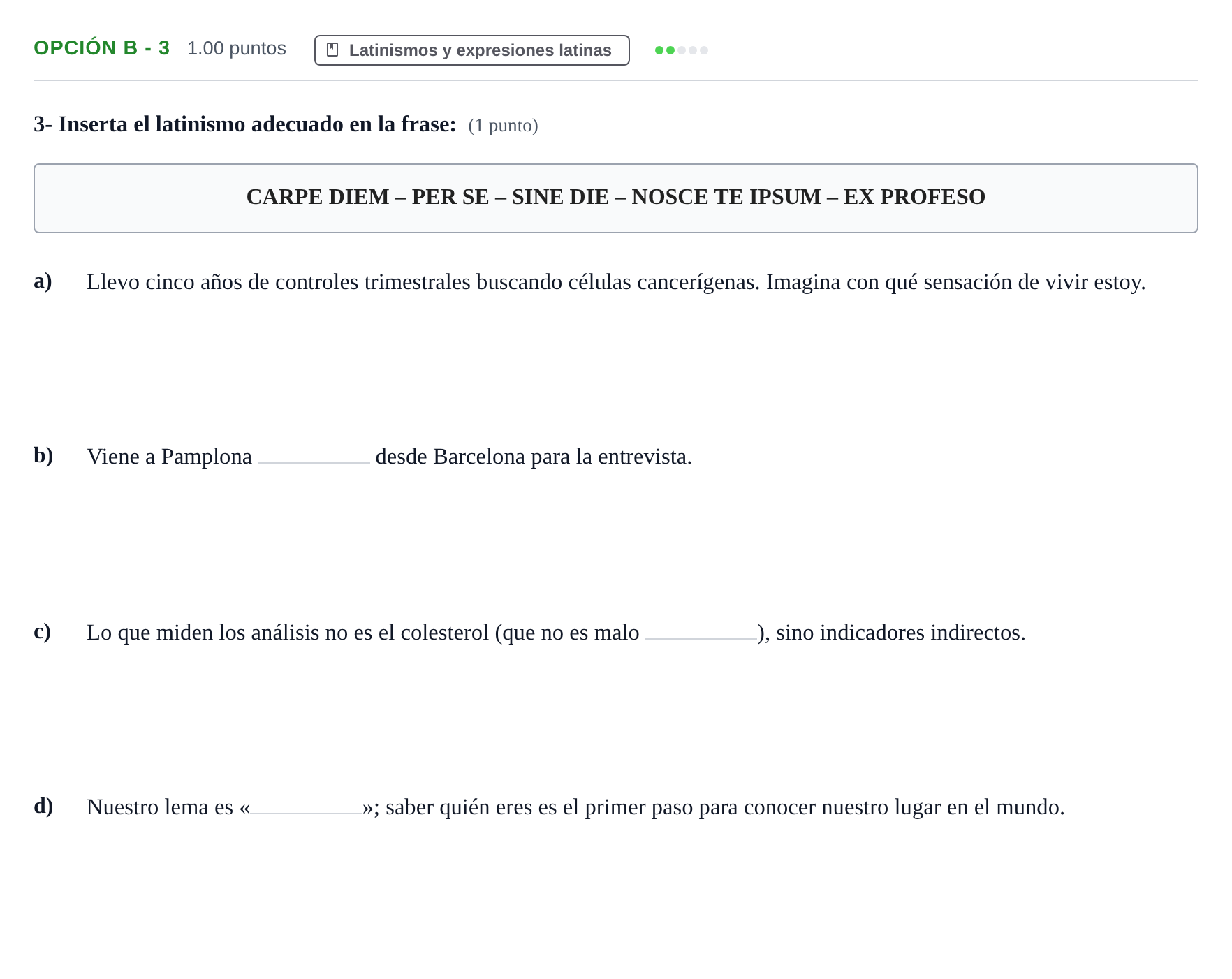 Enunciado: Opción B - 3 · Latín II PAU Navarra Ordinaria 2023