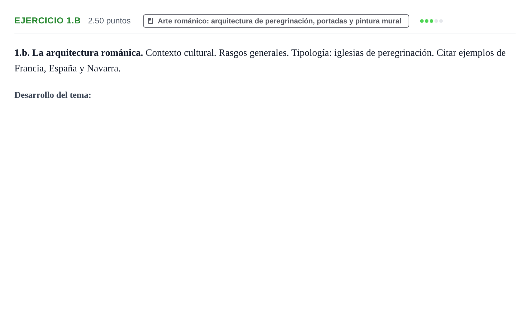 Enunciado: Ejercicio 1.b · Historia del Arte PAU Navarra Ordinaria 2023