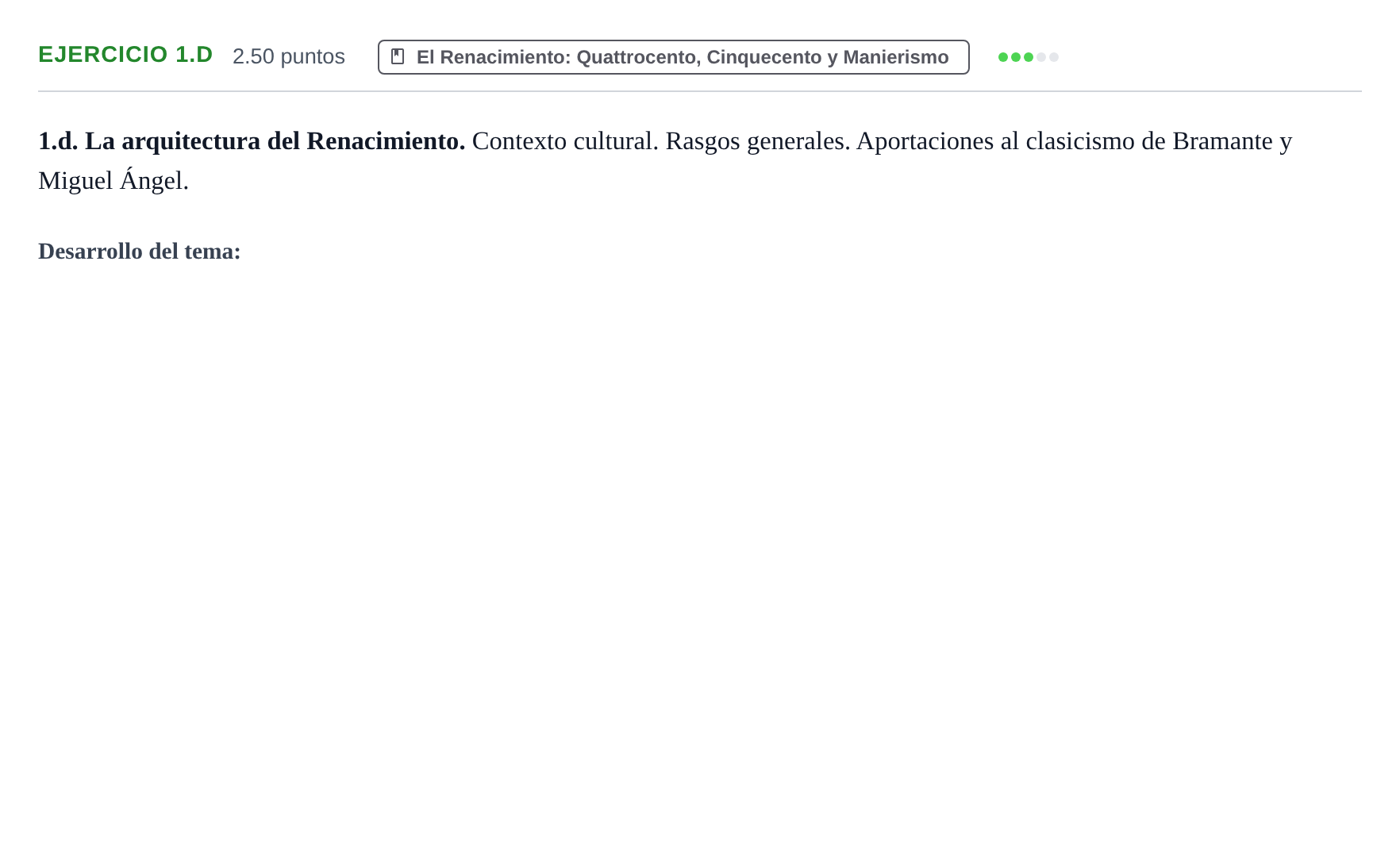 Enunciado: Ejercicio 1.d · Historia del Arte PAU Navarra Ordinaria 2023